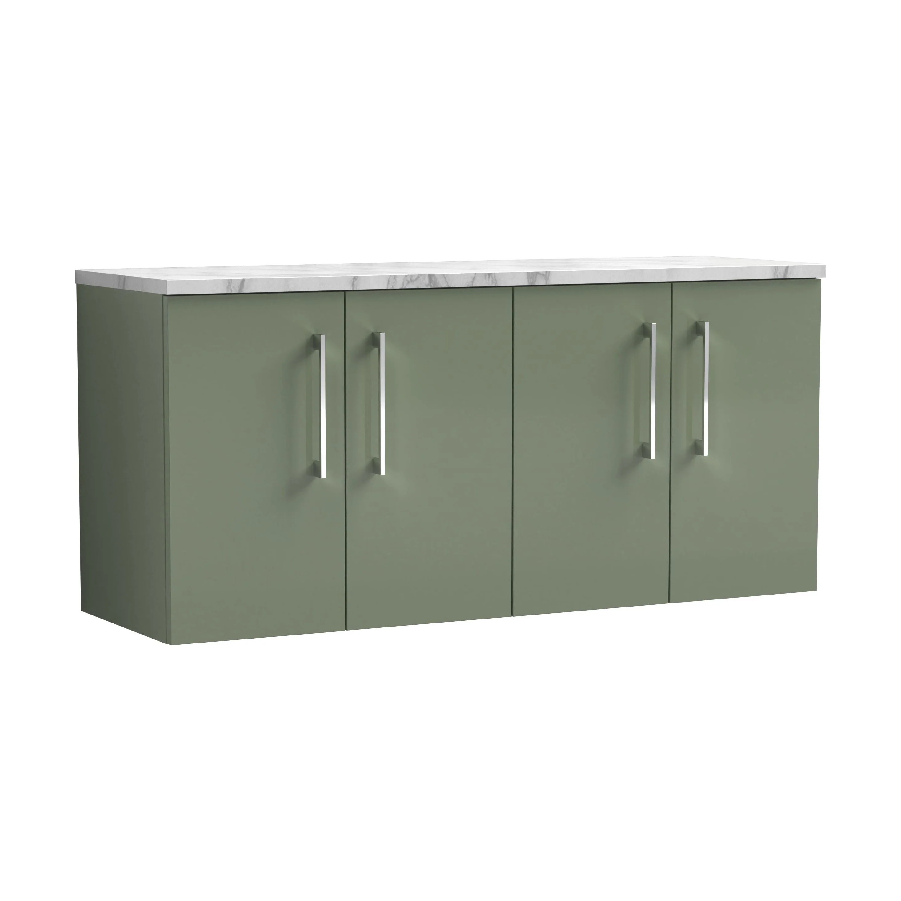 Balterley Level 1200mm Wall Hung Vanity Unit with Laminate Worktop for Modern Bathroom Storage - Satin Green