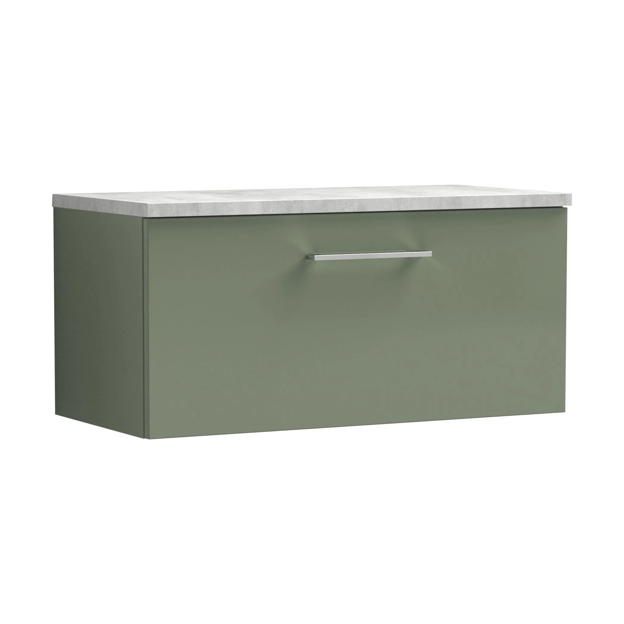 Balterley Level 800mm Wall Hung Vanity Unit with Laminate Worktop for Modern Bathroom Storage - Satin Green