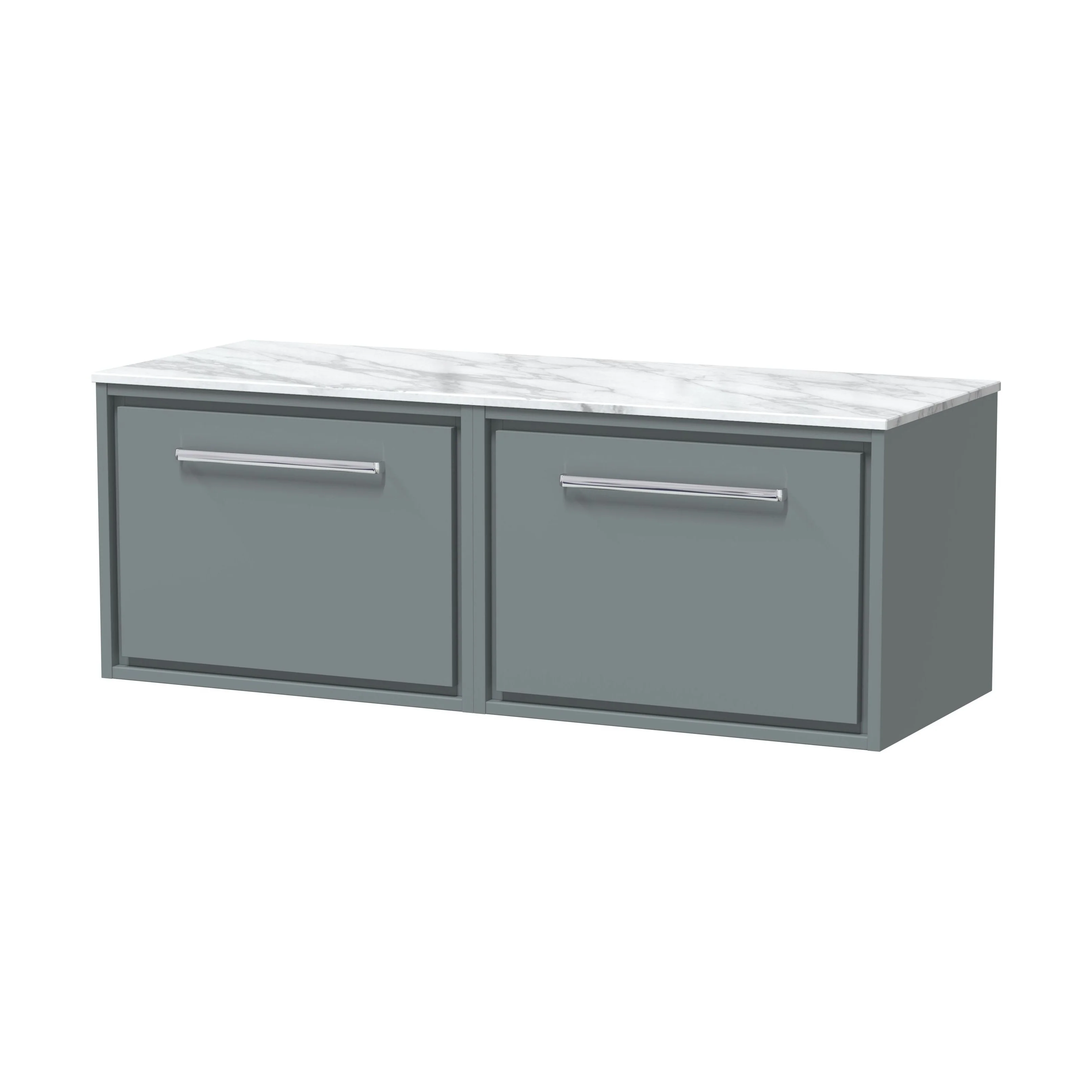 Balterley 1200mm Wall Hung Single Drawer Vanity w/ Marble Worktop - Coastal Grey