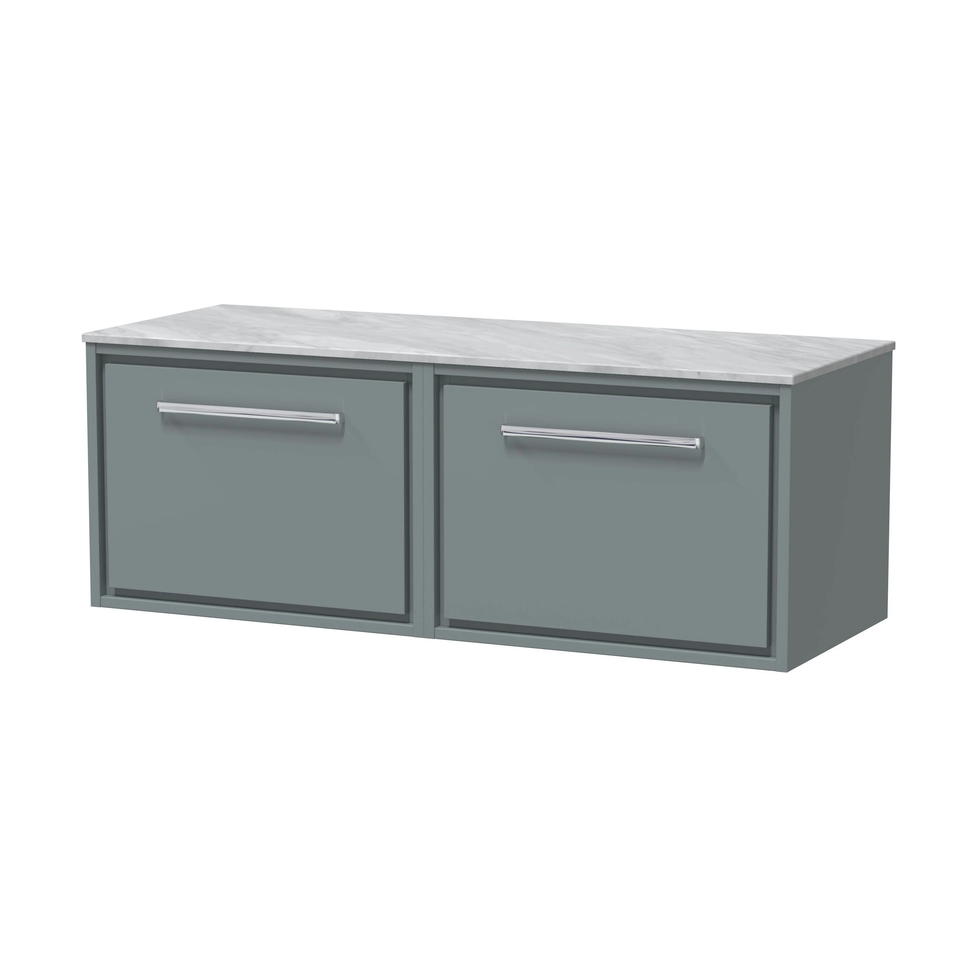 Balterley 1200mm Framed Design Wall Hung Single Drawer Vanity & Marble Worktop - Coastal Grey