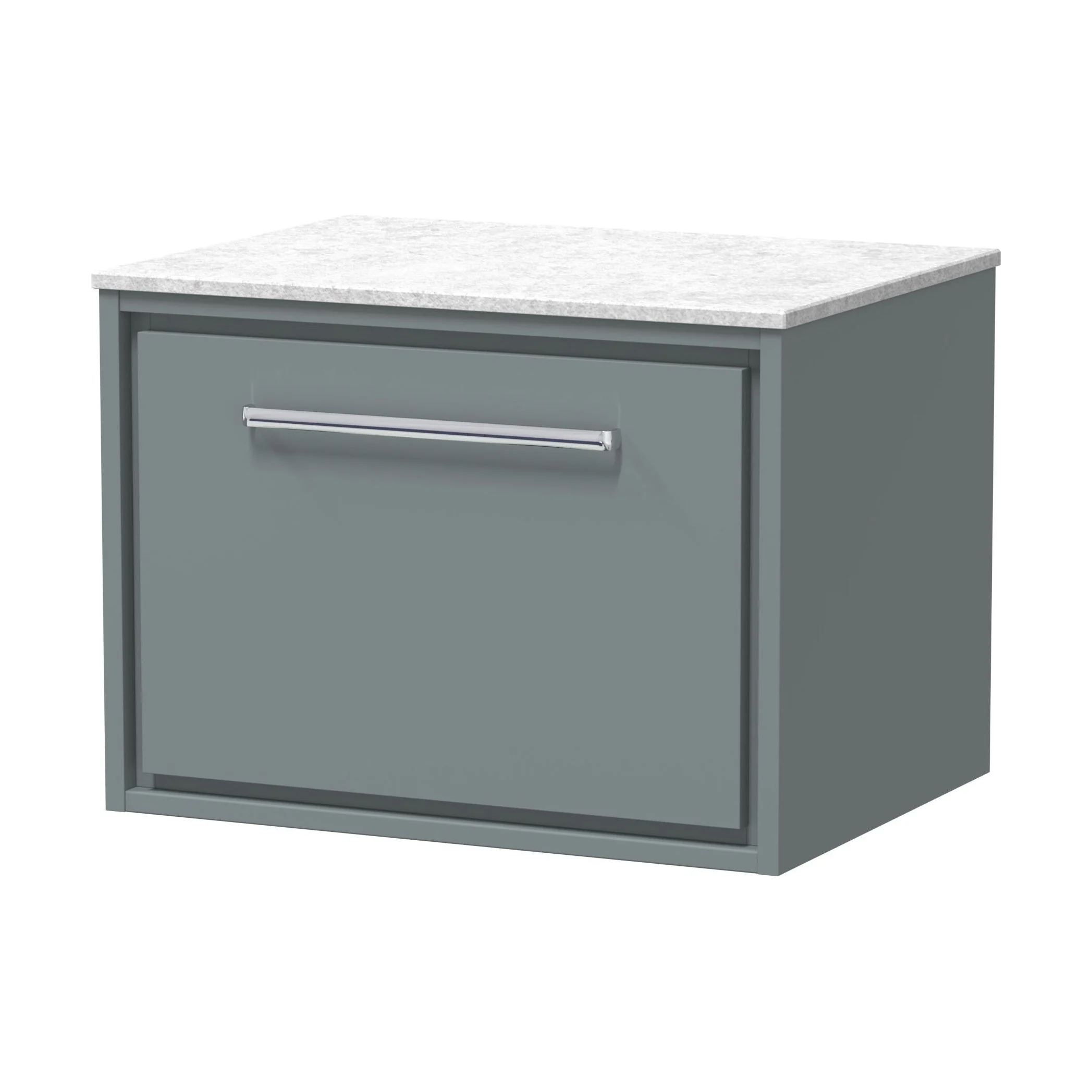 Balterley 600mm Framed Design Wall Hung Single Drawer Vanity with Marble Worktop - Coastal Grey