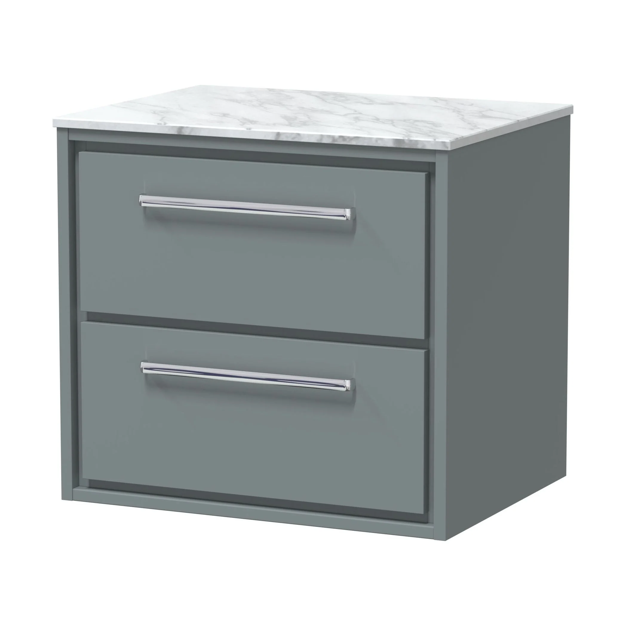 Balterley 600mm Framed Design Wall Hung 2 Drawer Vanity, Marble Worktop - Coastal Grey