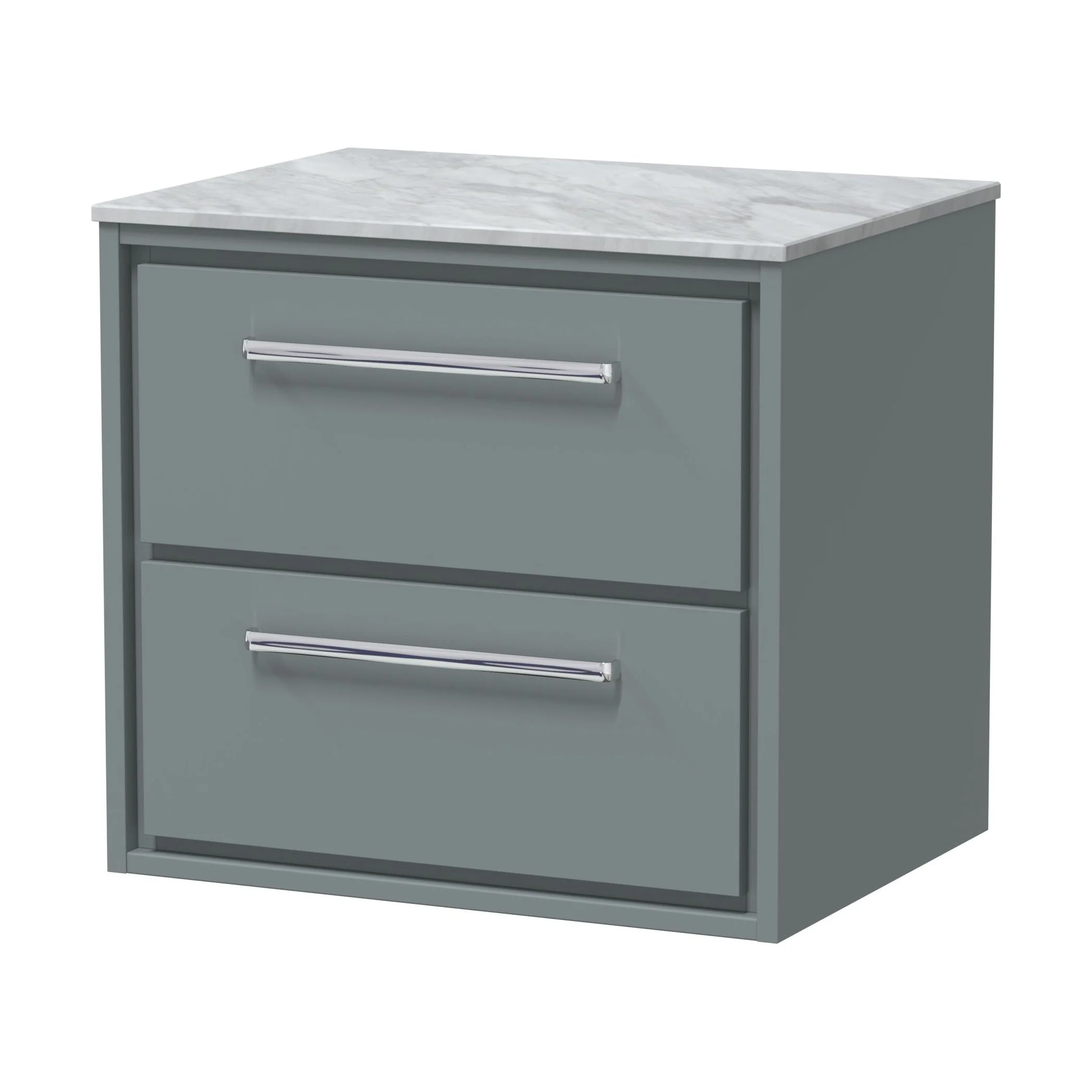 Balterley 600mm Framed Design Wall Hung 2 Drawer Vanity & Marble Worktop - Coastal Grey