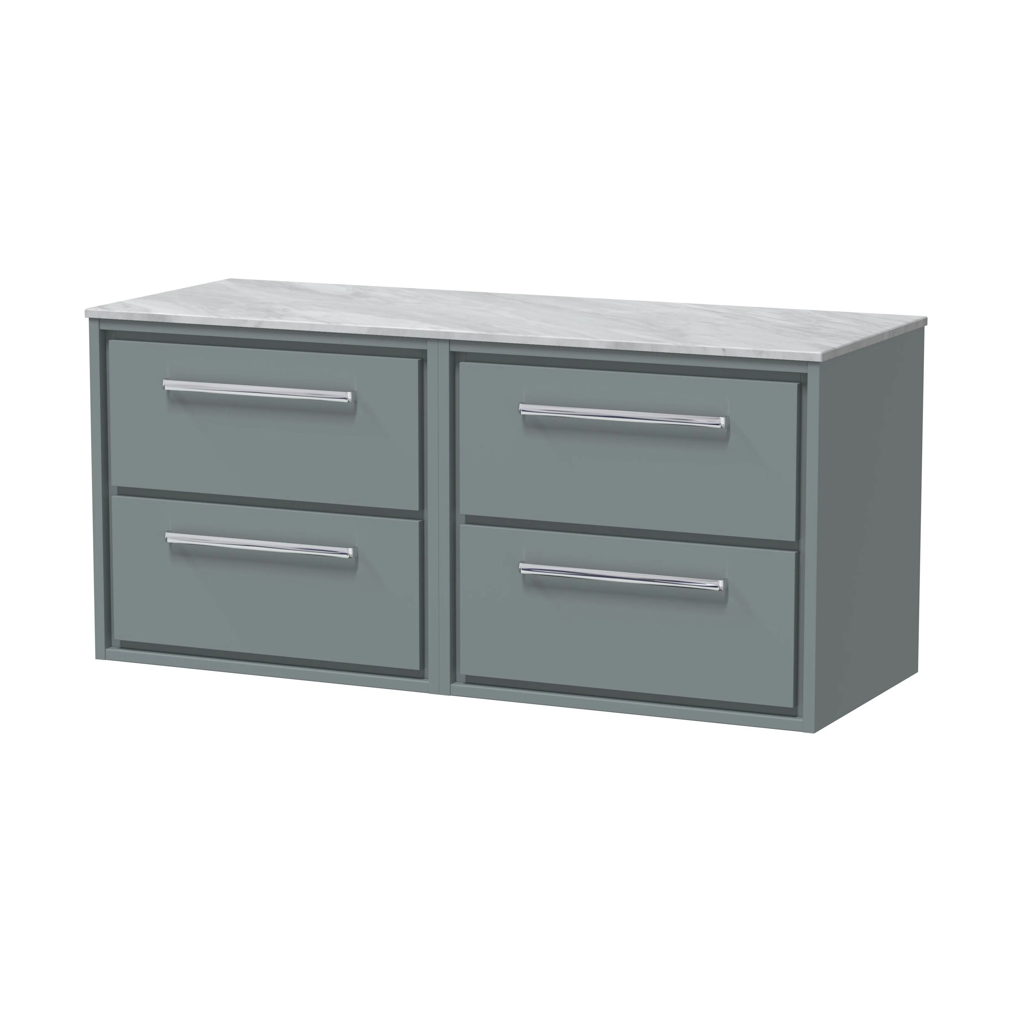 Balterley 1200mm Framed Design Wall Hung 4 Drawer Vanity & Marble Worktop - Coastal Grey