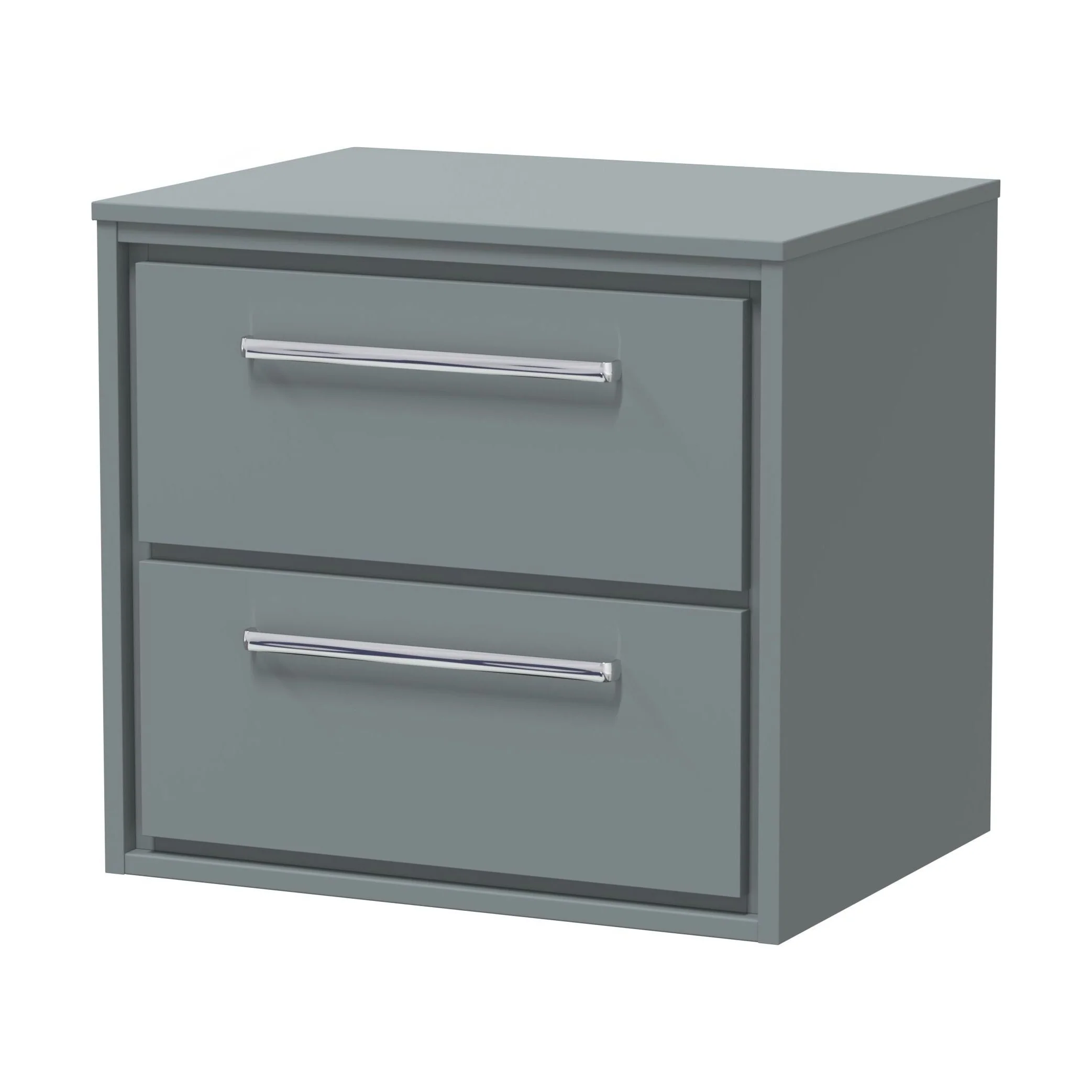 Balterley 600mm Framed Design Wall Hung 2 Drawer Vanity with Worktop - Coastal Grey - Image 2