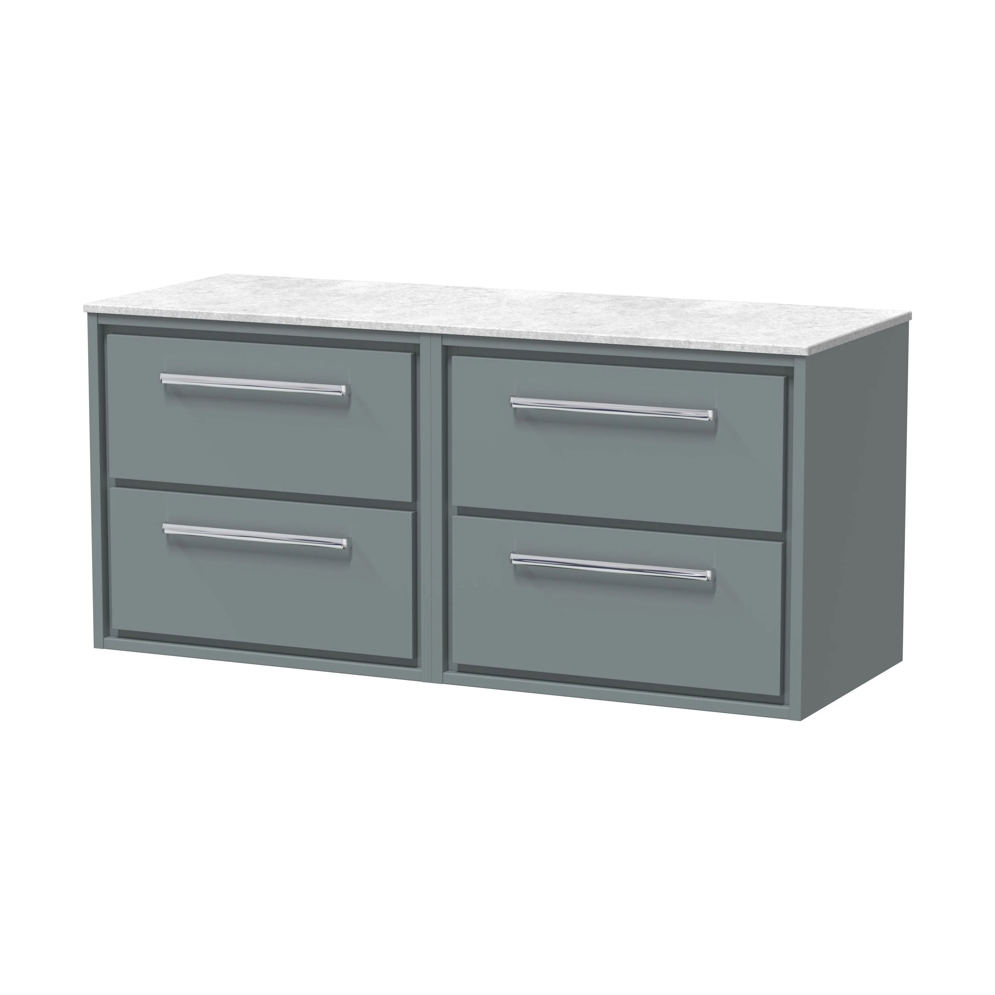 Balterley 1200mm Framed Design Wall Hung 4 Drawer Vanity with Marble Worktop - Coastal Grey