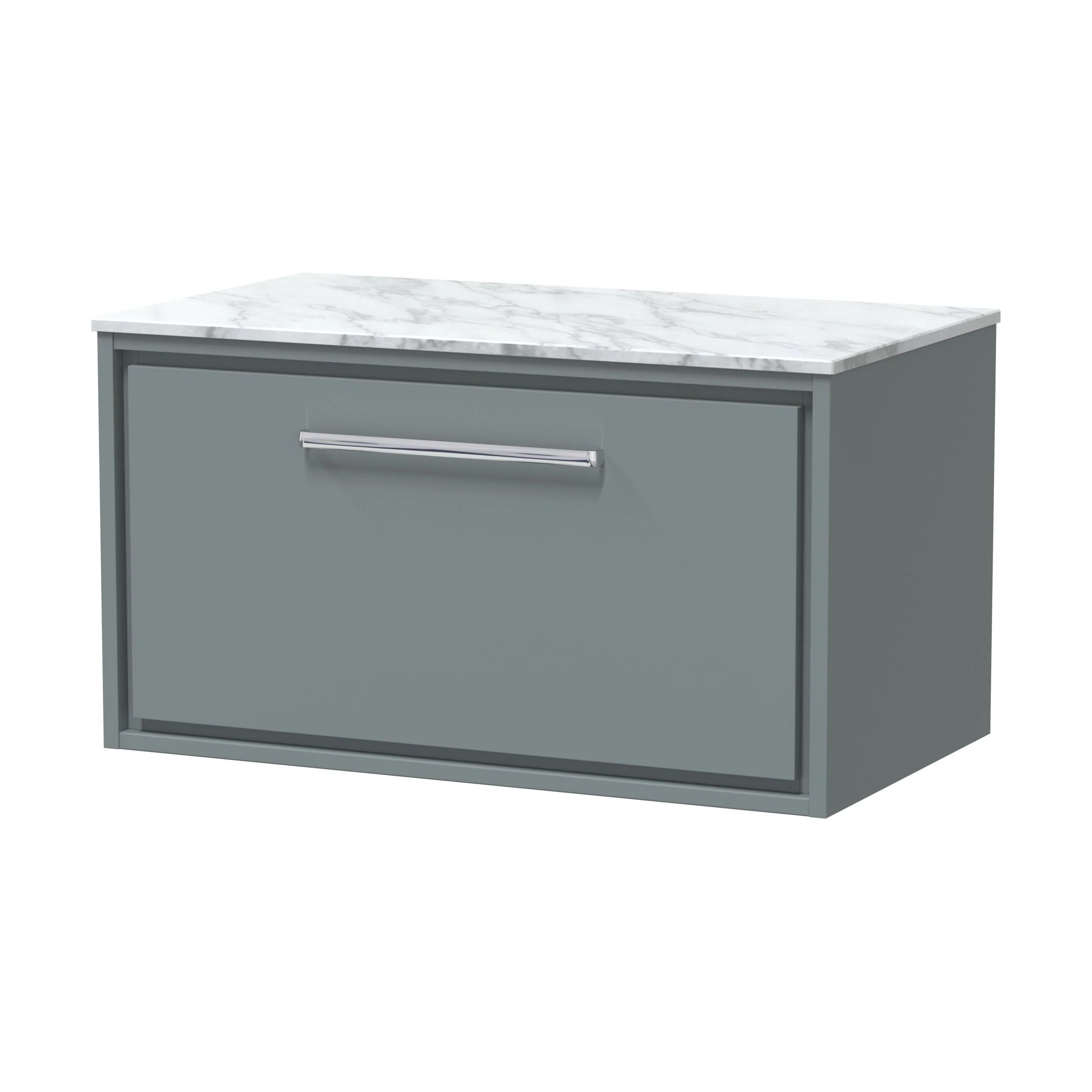 Balterley 800mm Framed Design Wall Hung Single Drawer Vanity, Marble Worktop - Coastal Grey