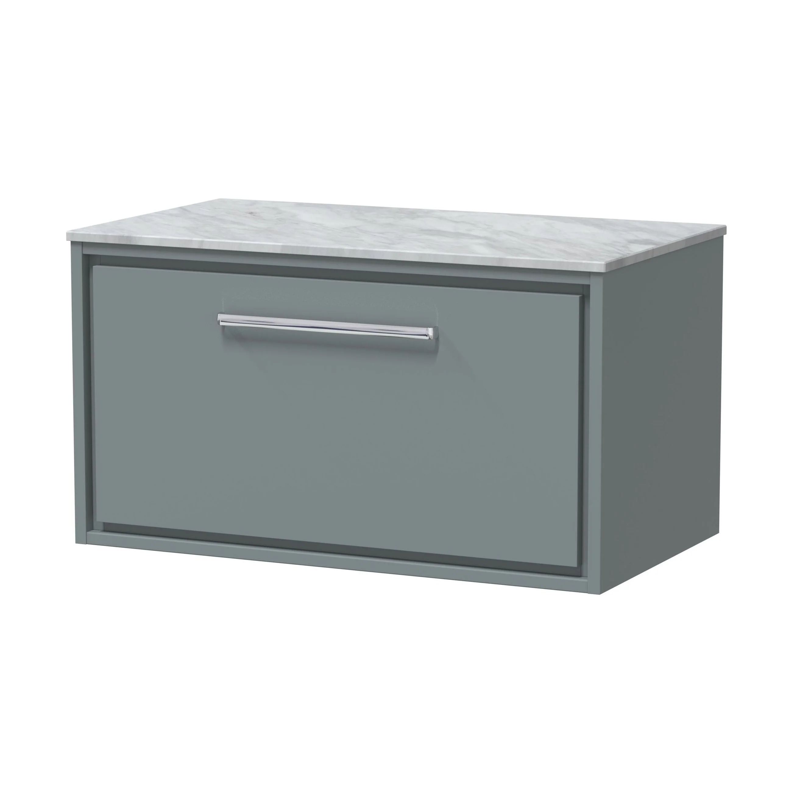 Balterley 800mm Framed Design Wall Hung Single Drawer Vanity & Marble Worktop - Coastal Grey