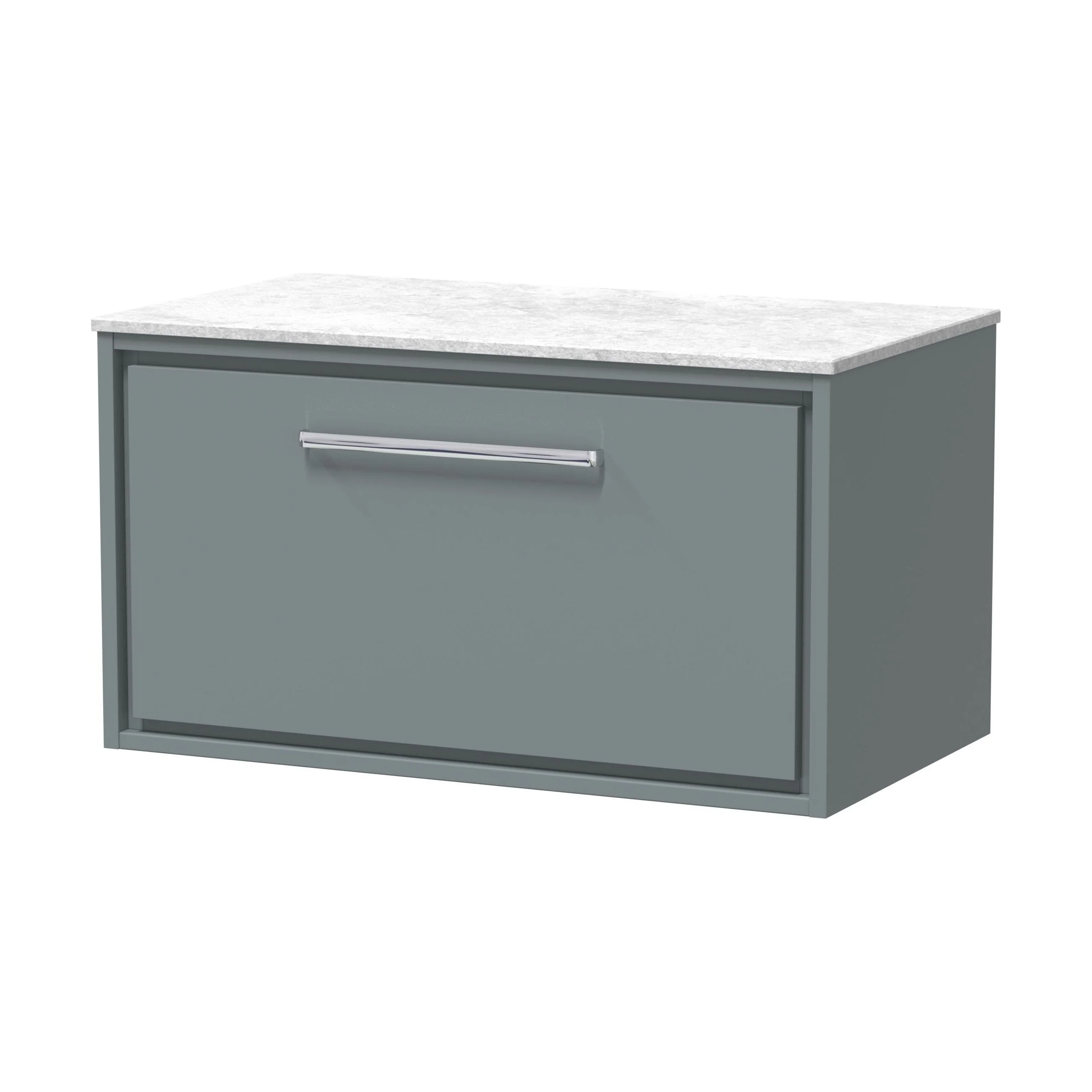 Balterley 800mm Framed Design Wall Hung Single Drawer Vanity with Marble Worktop - Coastal Grey