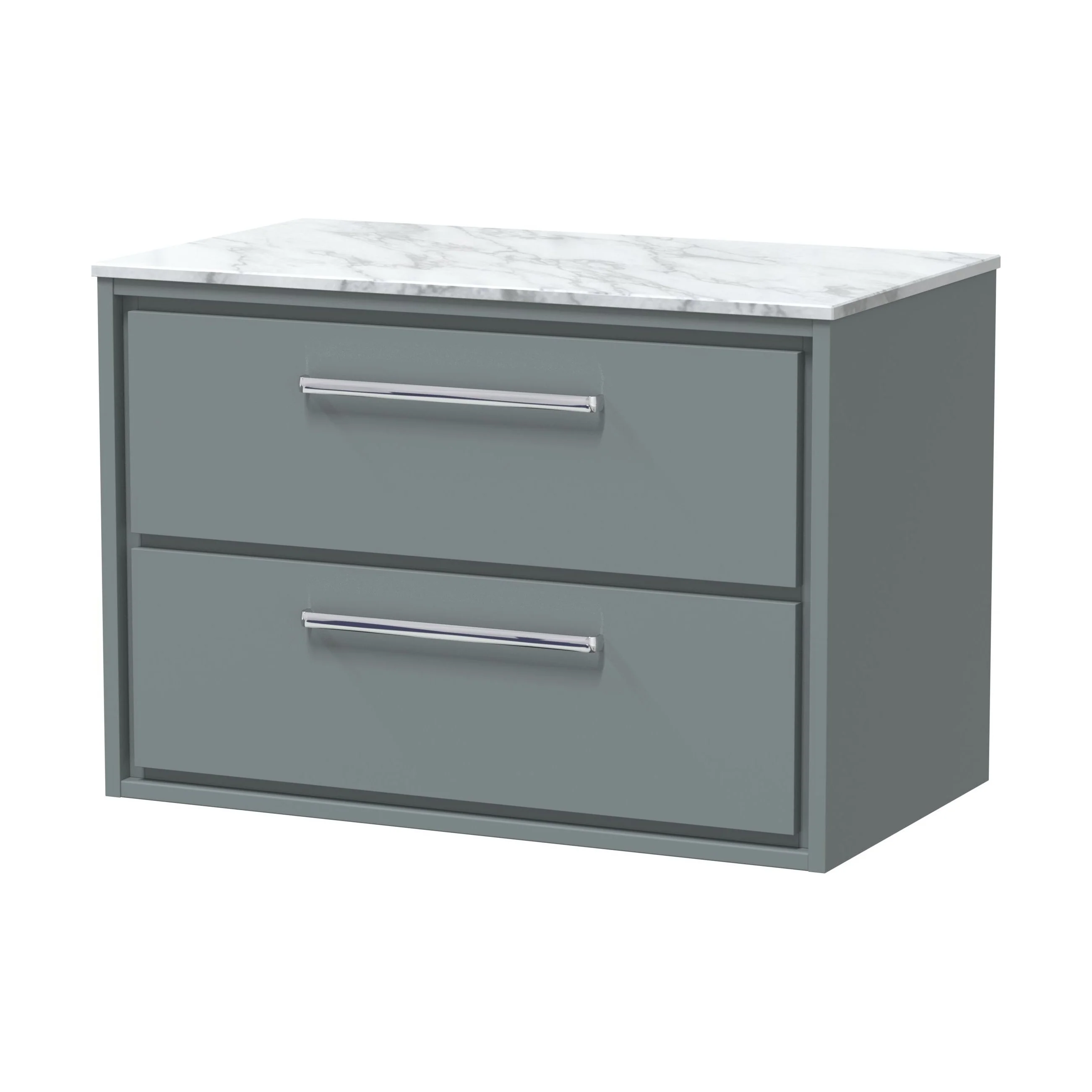 Balterley 800mm Framed Design Wall Hung 2 Drawer Vanity, Marble Worktop - Coastal Grey