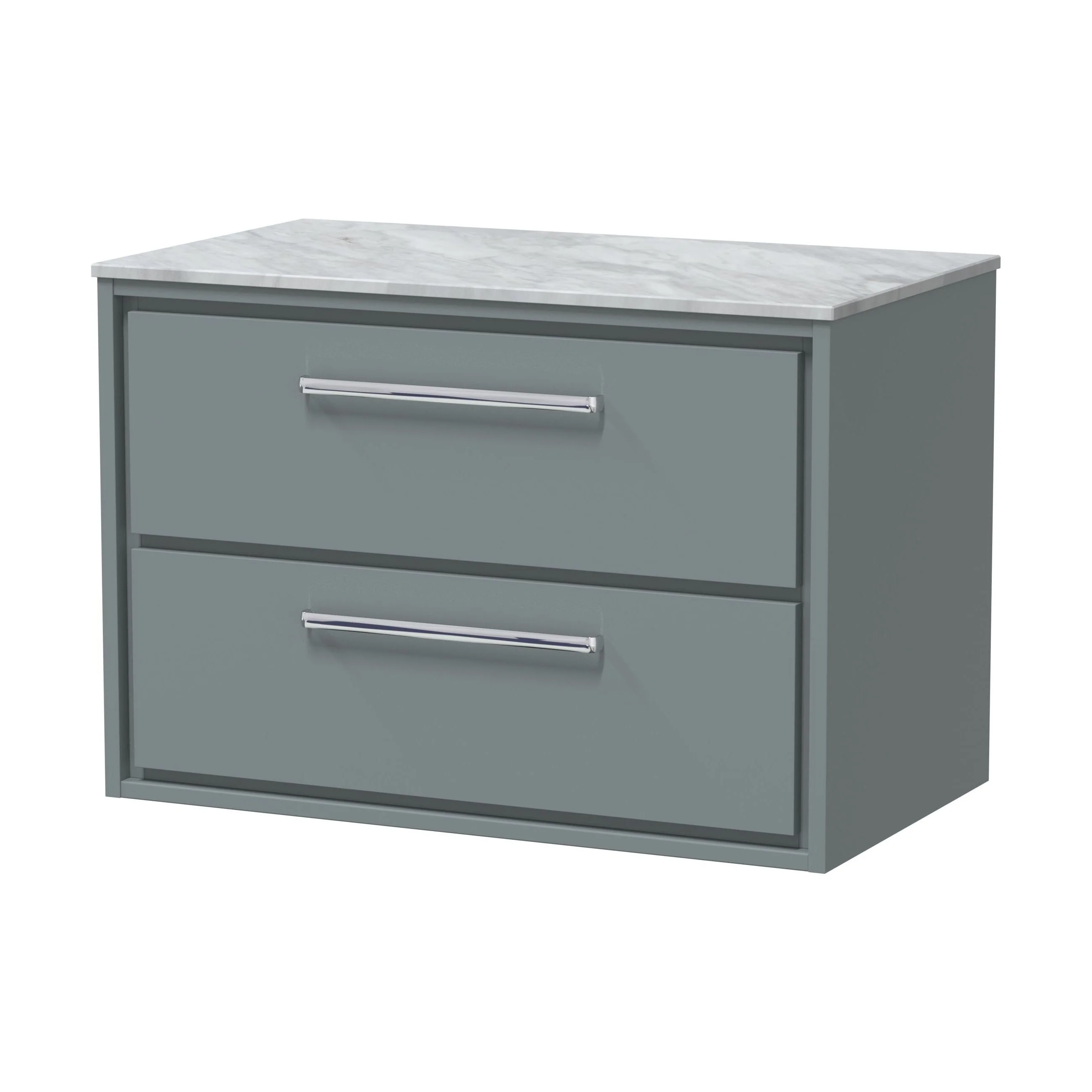 Balterley 800mm Framed Design Wall Hung 2 Drawer Vanity & Marble Worktop - Coastal Grey