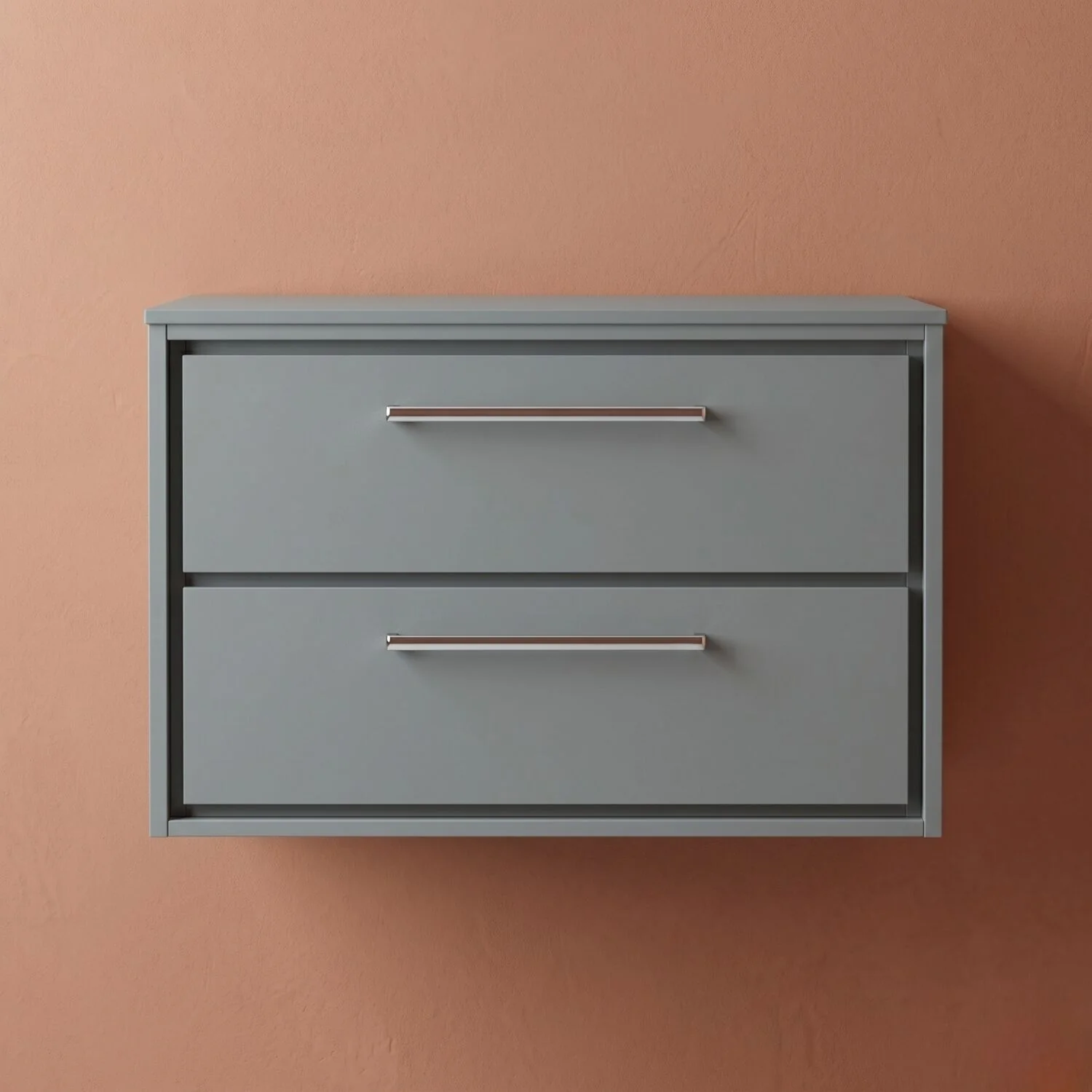 Balterley 800mm Framed Design Wall Hung 2 Drawer Vanity with Worktop - Coastal Grey