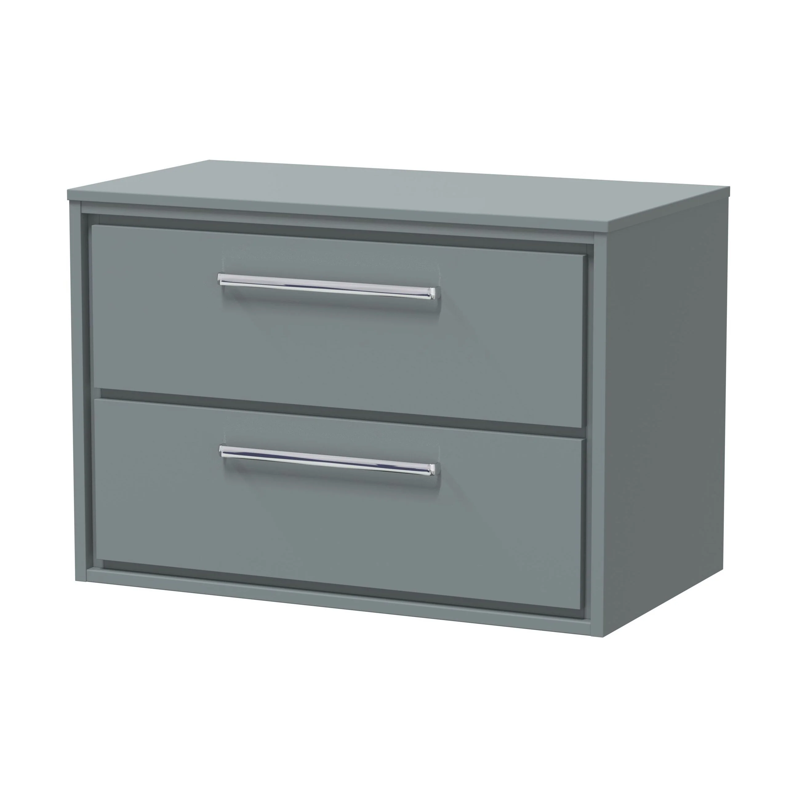 Balterley 800mm Framed Design Wall Hung 2 Drawer Vanity with Worktop - Coastal Grey - Image 2