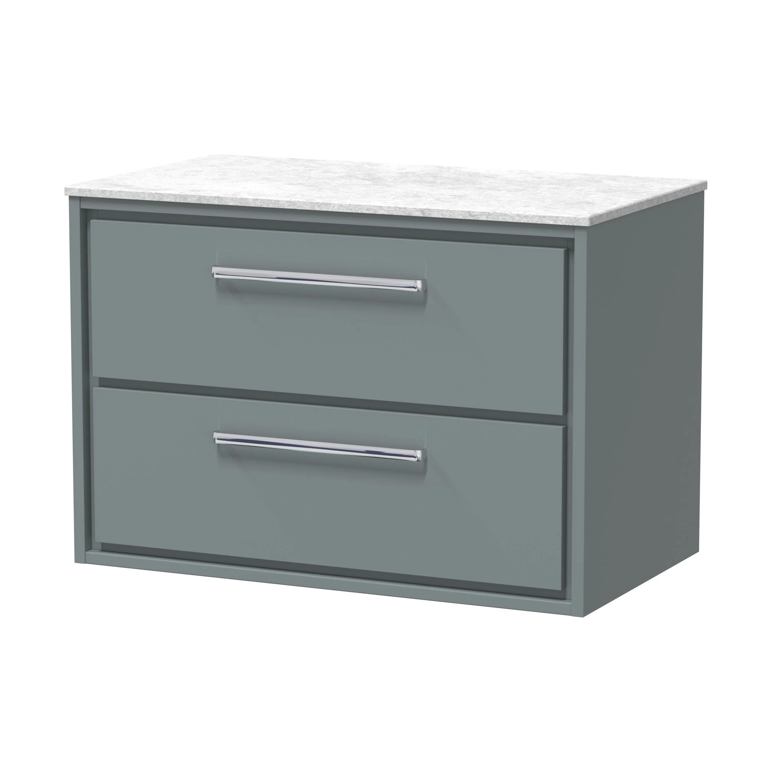 Balterley 800mm Framed Design Wall Hung 2 Drawer Vanity with Marble Worktop - Coastal Grey