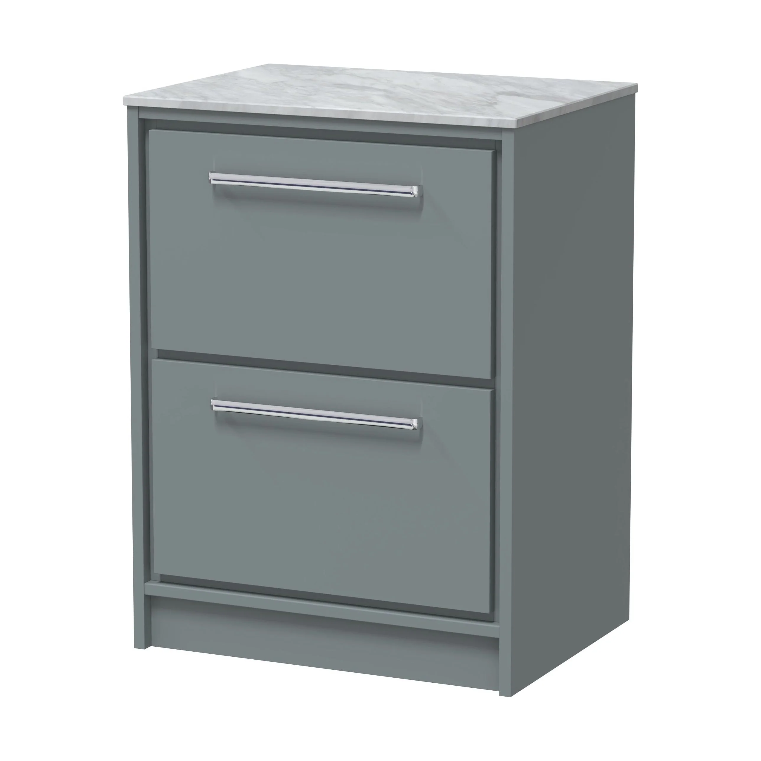 Balterley 600mm Framed Design Floor Standing 2 Drawer Vanity & Marble Worktop - Coastal Grey