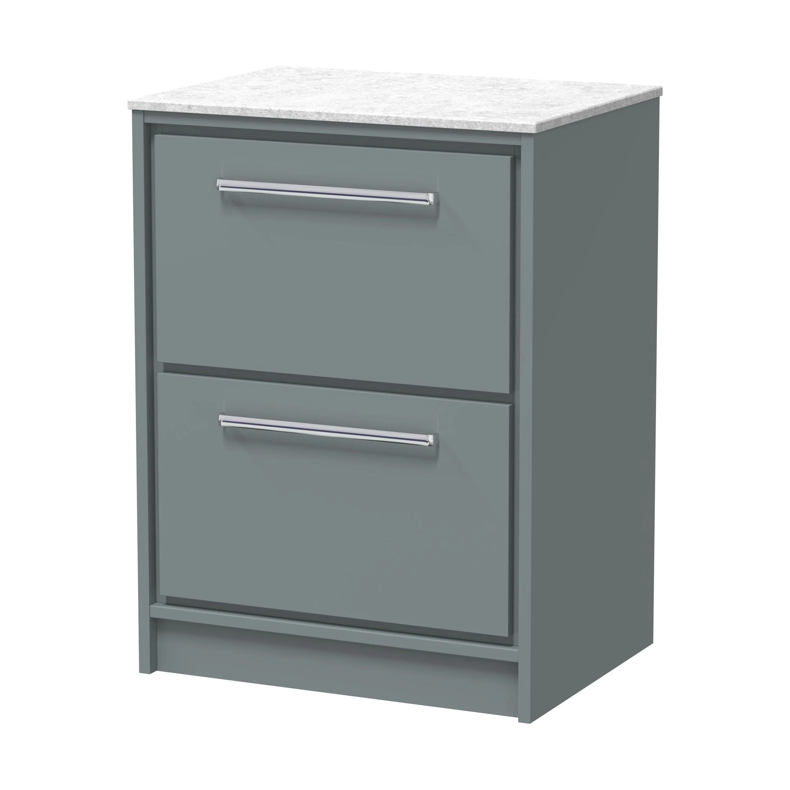 Balterley 600mm Framed Design Floor Standing 2 Drawer Vanity with Marble Worktop - Coastal Grey