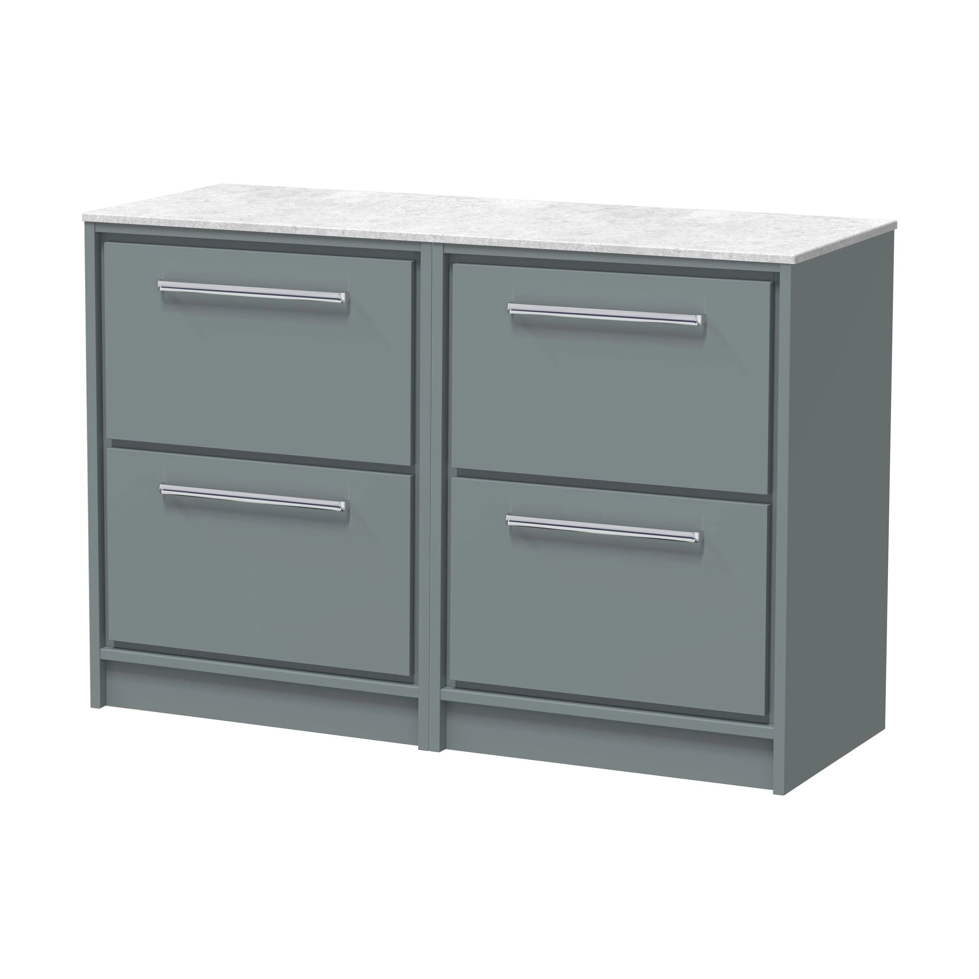 Balterley 1200mm Framed Design Floor Standing 4 Drawer Vanity with Marble Worktop - Coastal Grey