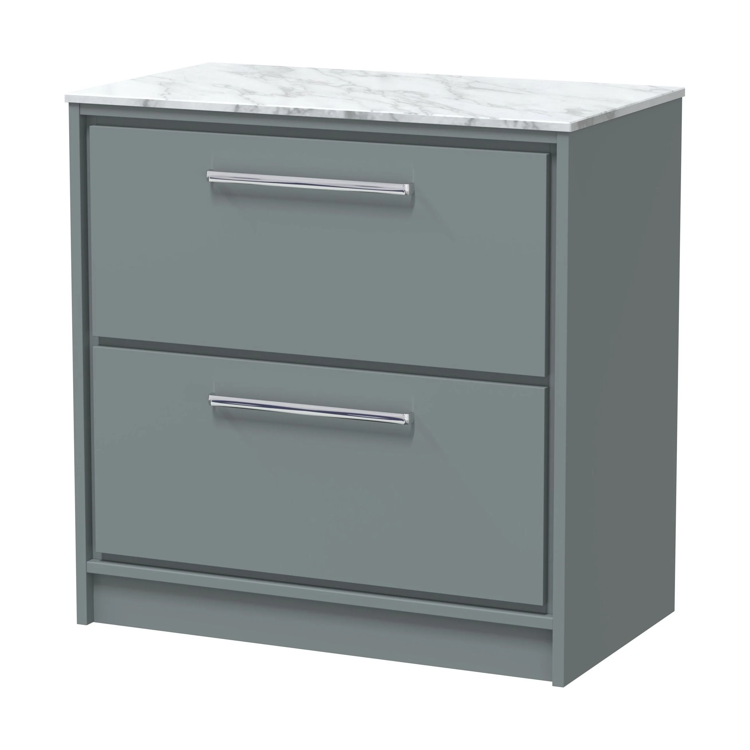 Balterley 800mm Framed Design Floor Standing 2 Drawer Vanity, Marble Worktop - Coastal Grey