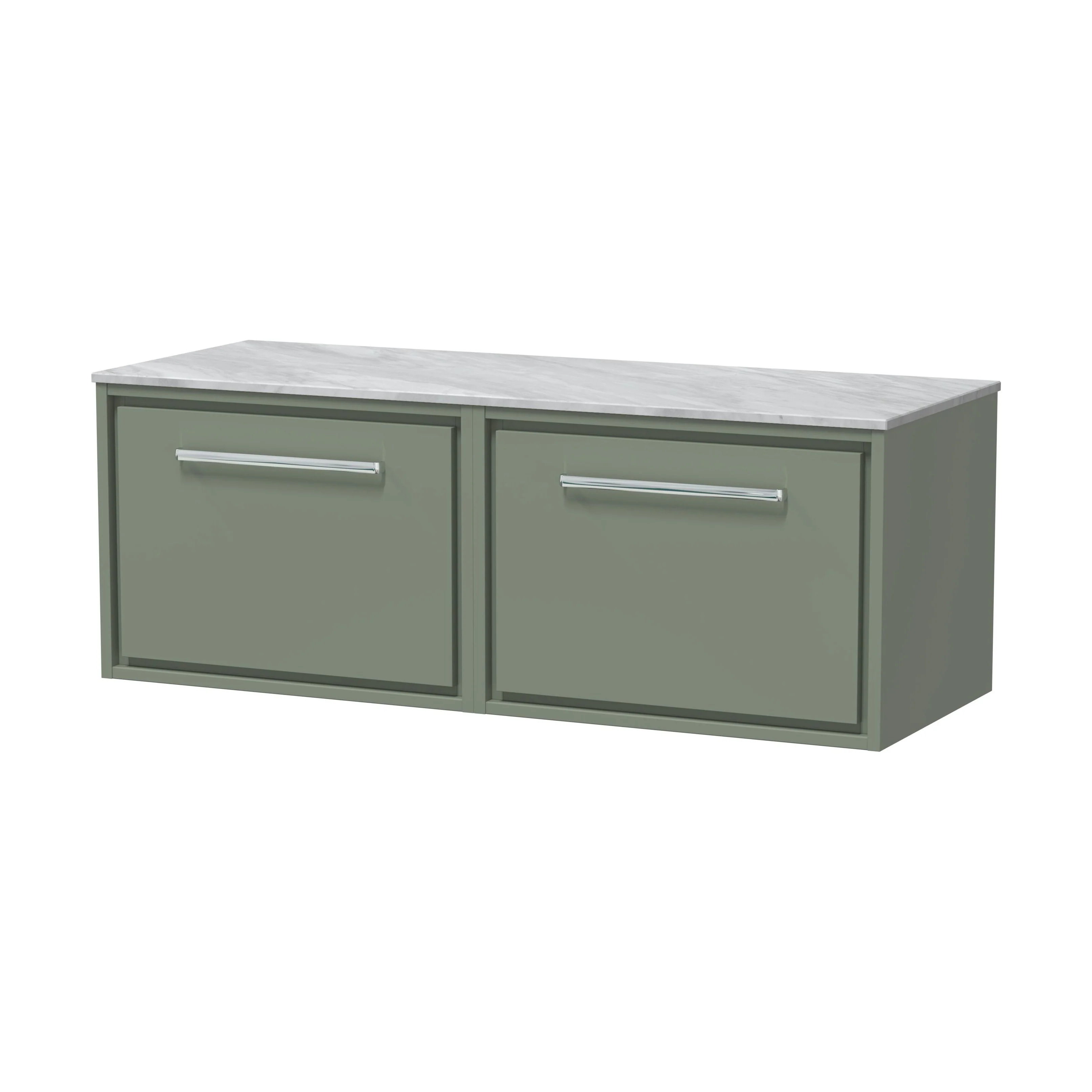Balterley 1200mm Framed Design Wall Hung Single Drawer Vanity, Marble Worktop - Fern Green