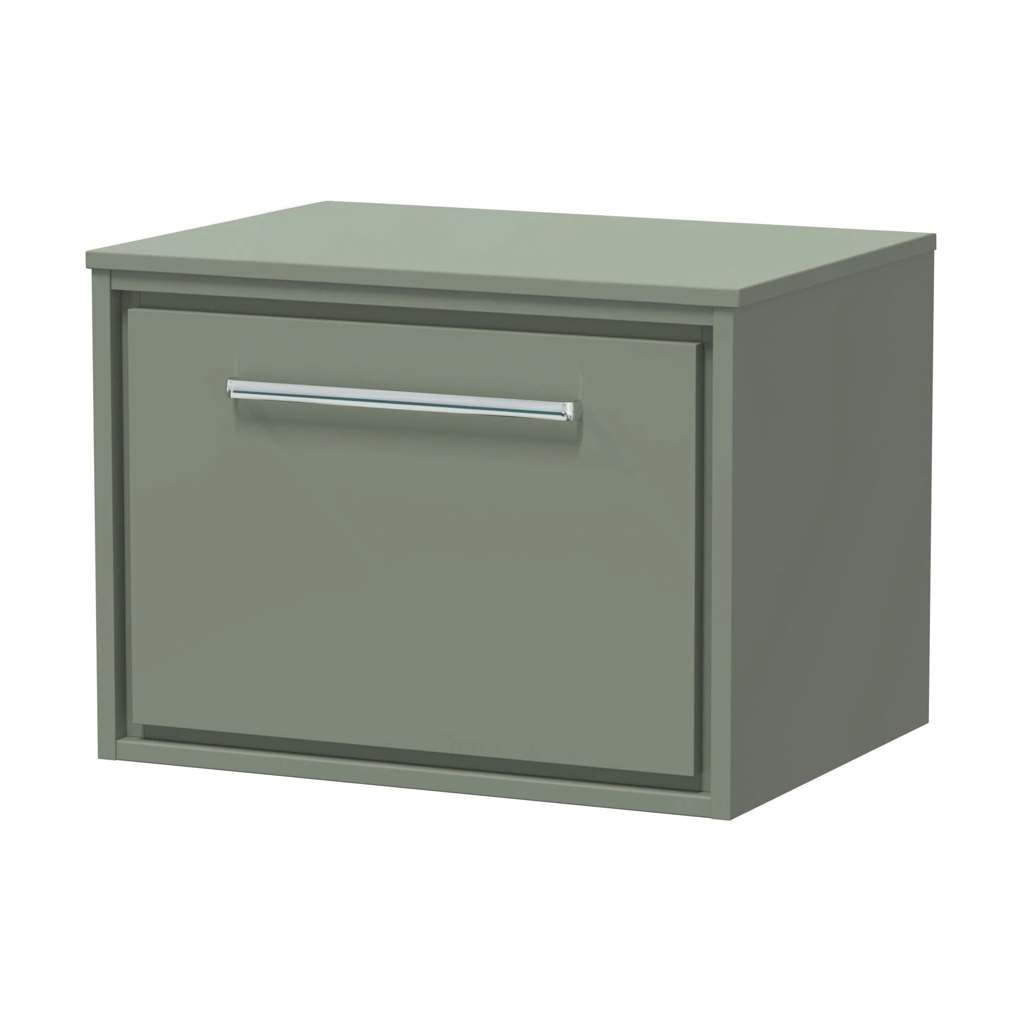 Balterley 600mm Framed Design Wall Hung Single Drawer Vanity with Worktop - Fern Green