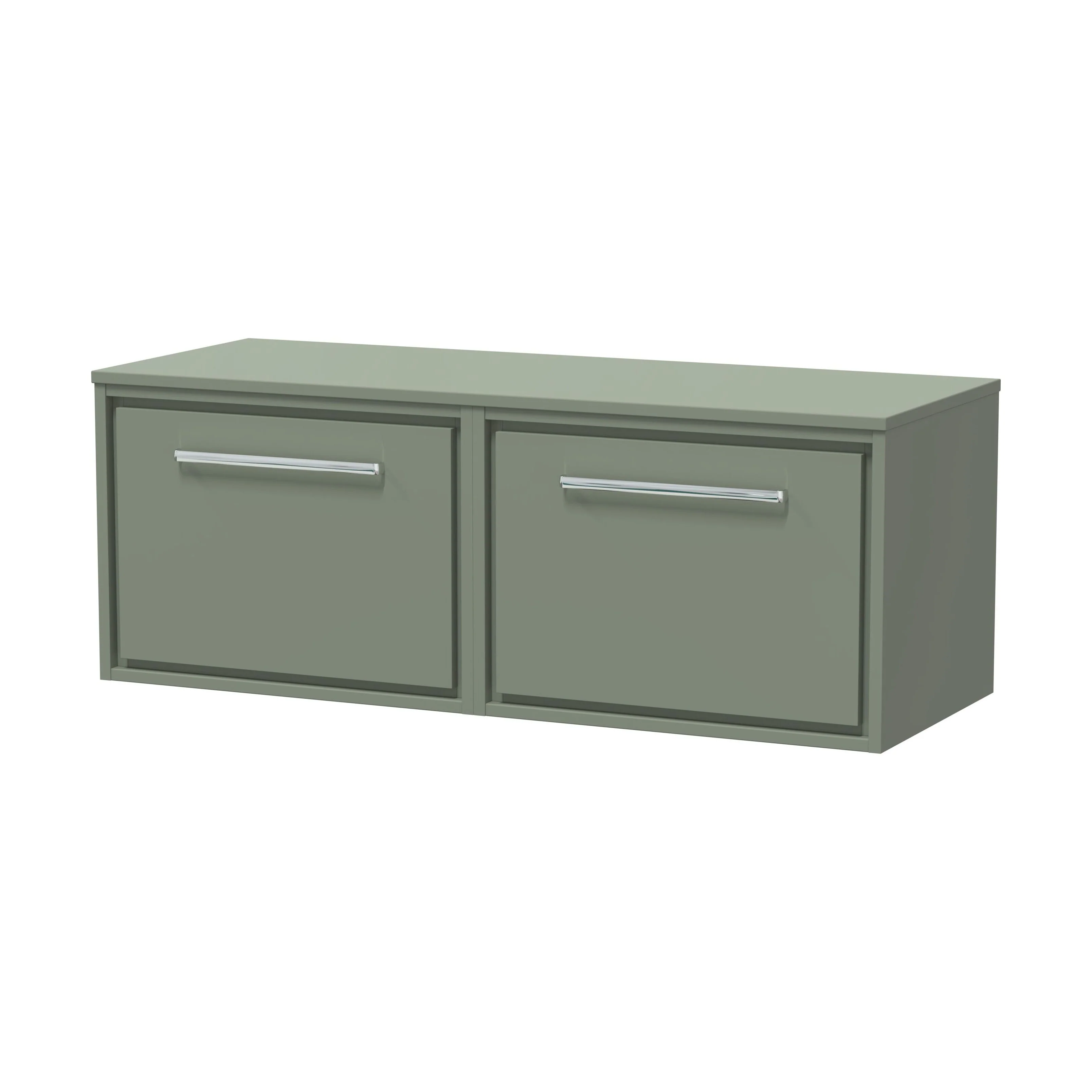 Balterley 1200mm Framed Design Wall Hung Single Drawer Vanity with Worktop - Fern Green