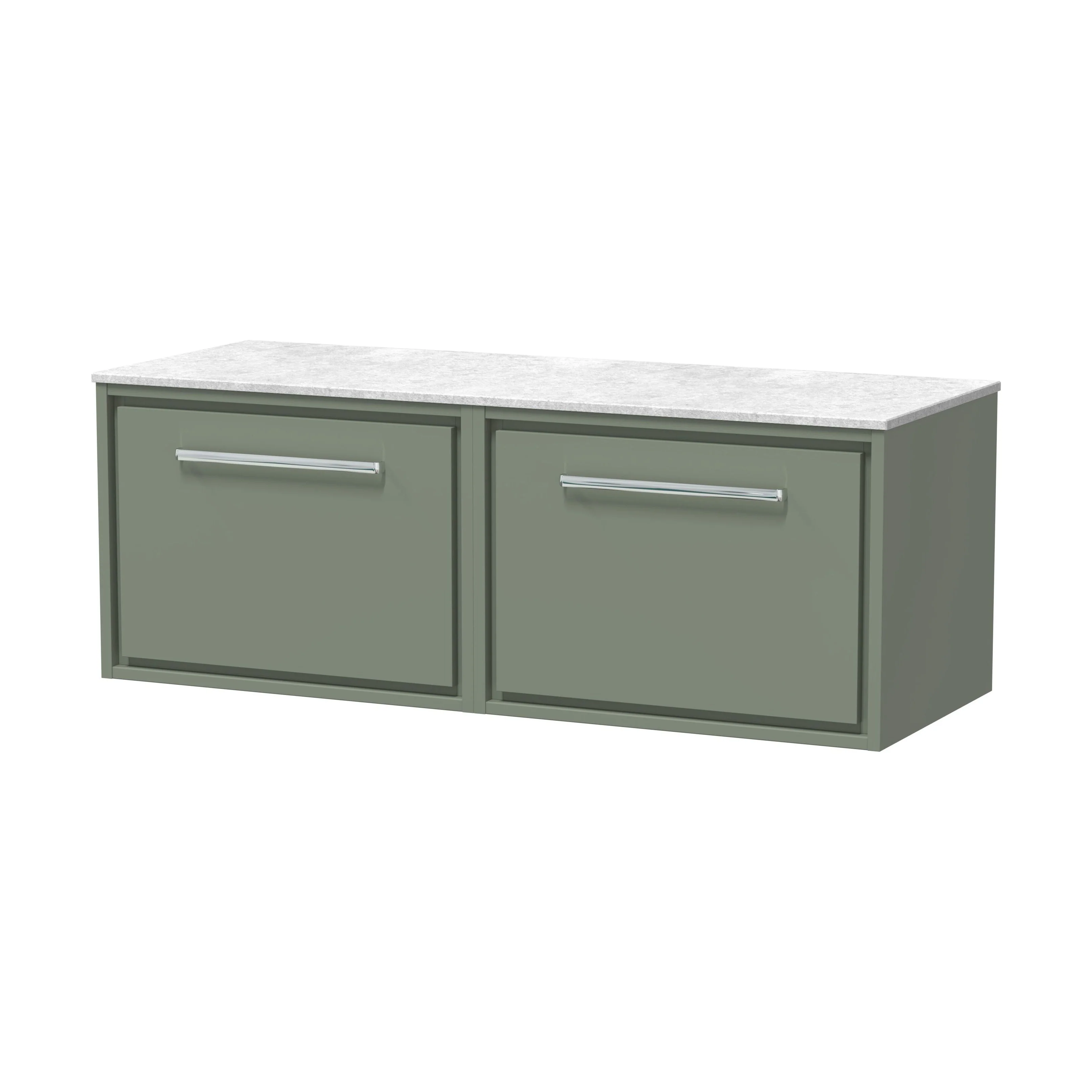 Balterley 1200mm Framed Design Wall Hung Single Drawer Vanity with Marble Worktop - Fern Green