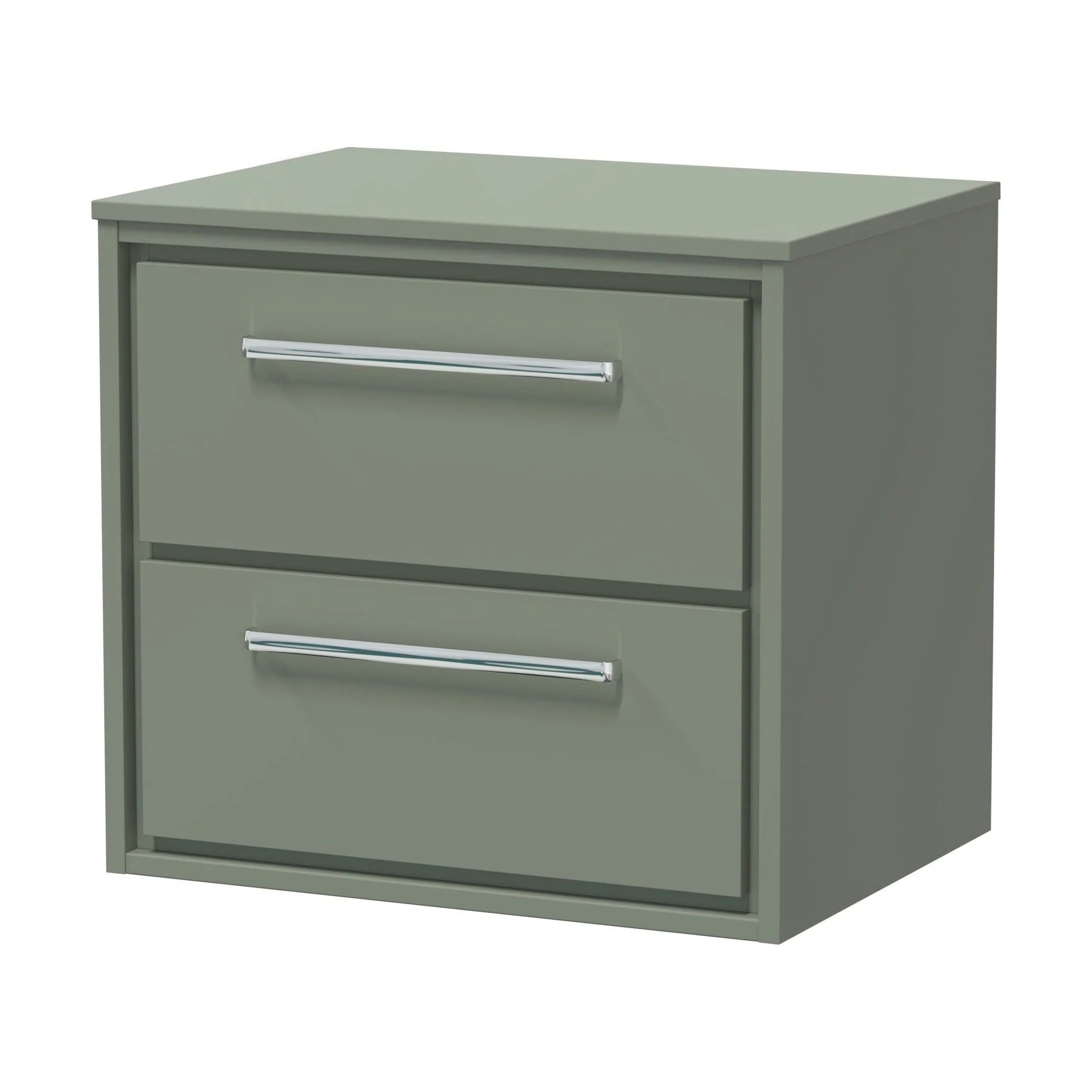 Balterley 600mm Framed Design Wall Hung 2 Drawer Vanity with Worktop - Fern Green - Image 2