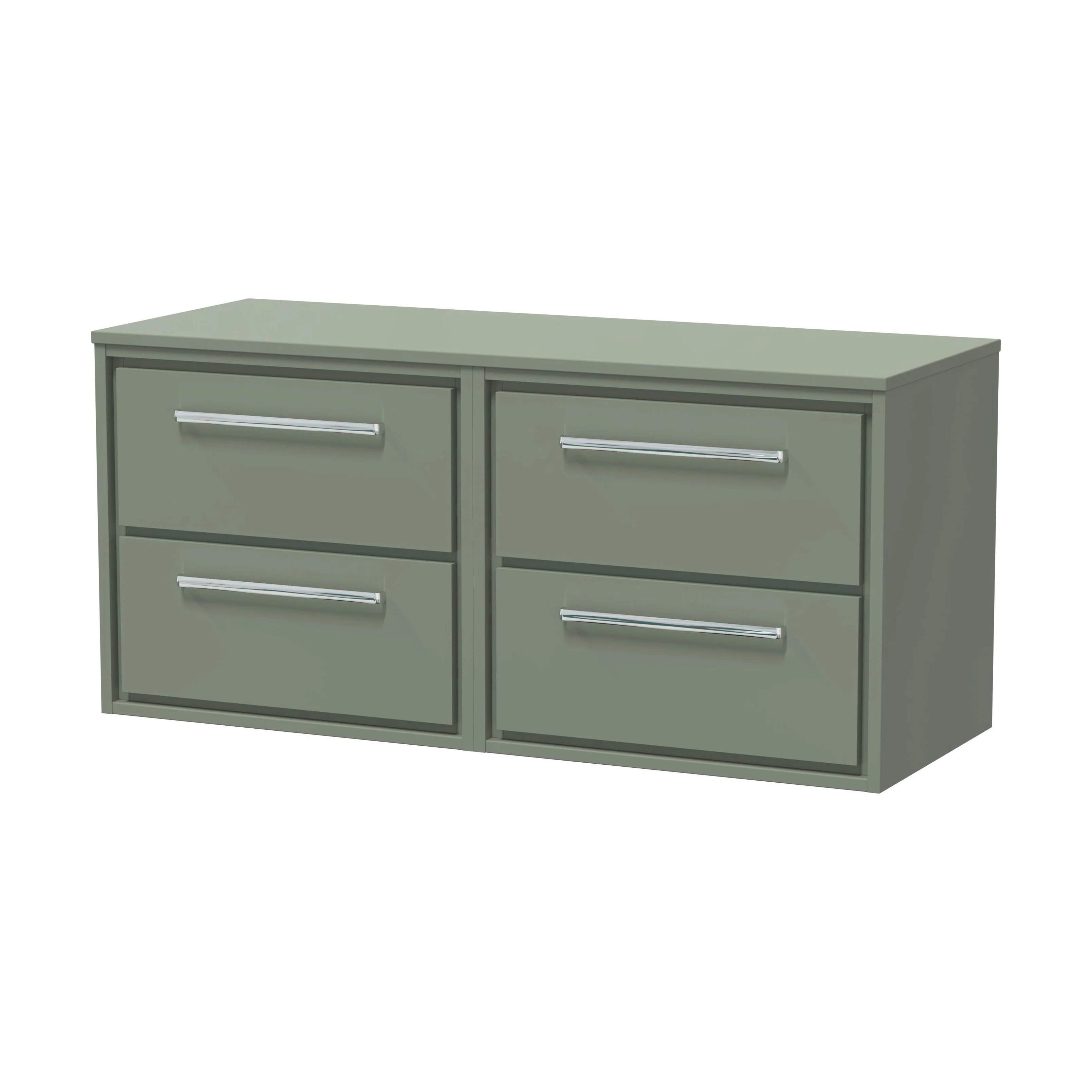 Balterley 1200mm Framed Design Wall Hung 4 Drawer Vanity with Worktop - Fern Green - Image 2
