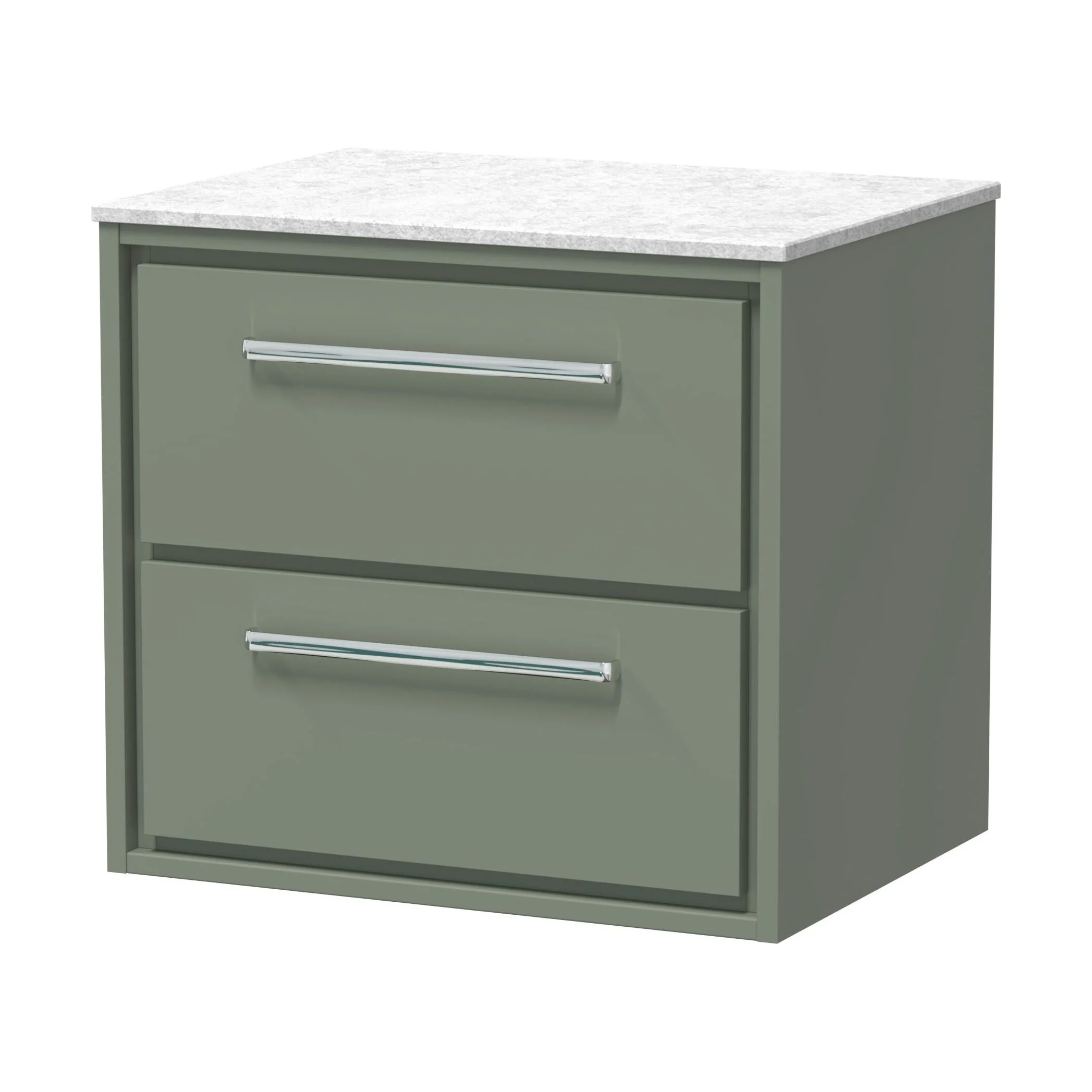 Balterley 600mm Framed Design Wall Hung 2 Drawer Vanity with Marble Worktop - Fern Green