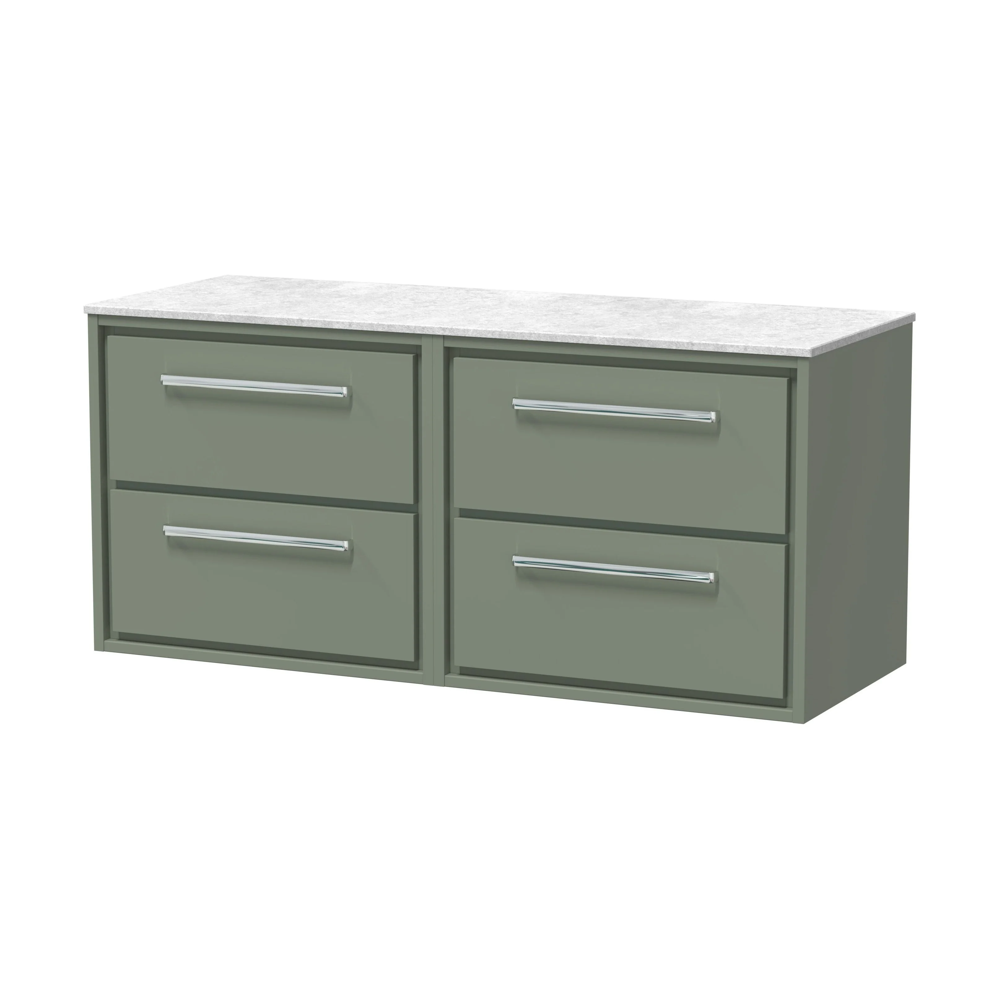 Balterley 1200mm Framed Design Wall Hung 4 Drawer Vanity with Marble Worktop - Fern Green
