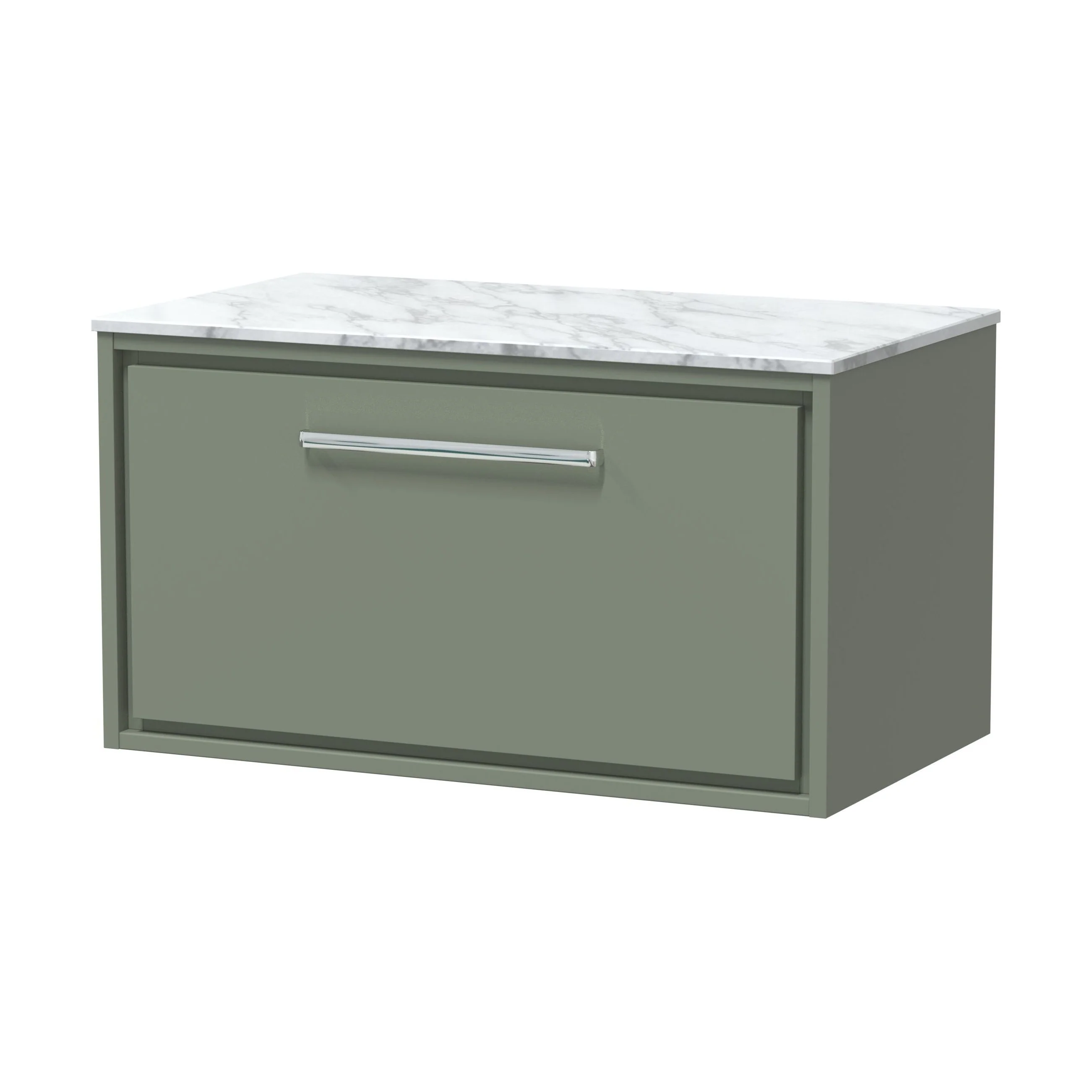 Balterley 800mm Framed Design Wall Hung Single Drawer Vanity, Marble Worktop - Fern Green