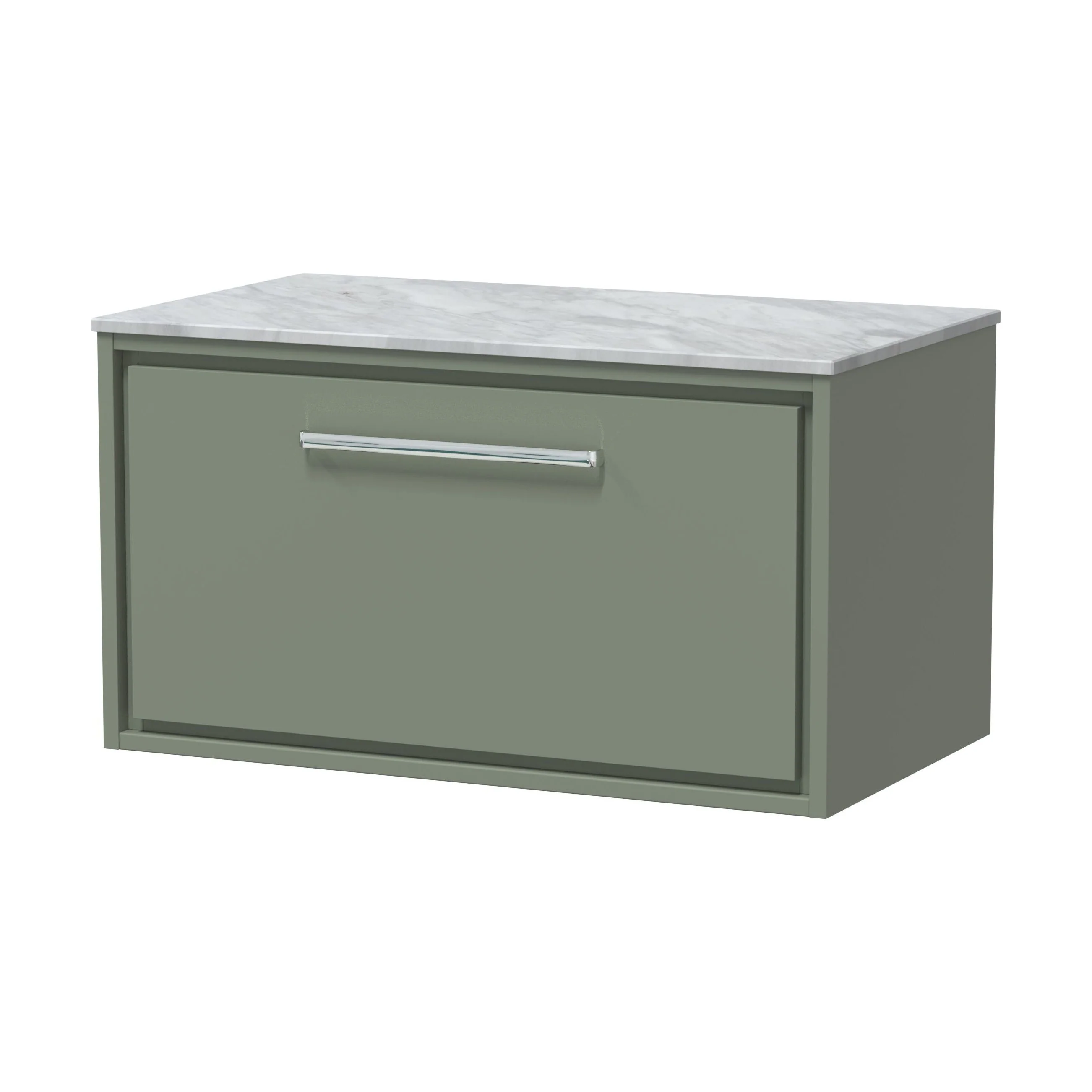 Balterley 800mm Framed Design Wall Hung Single Drawer Vanity & Marble Worktop - Fern Green