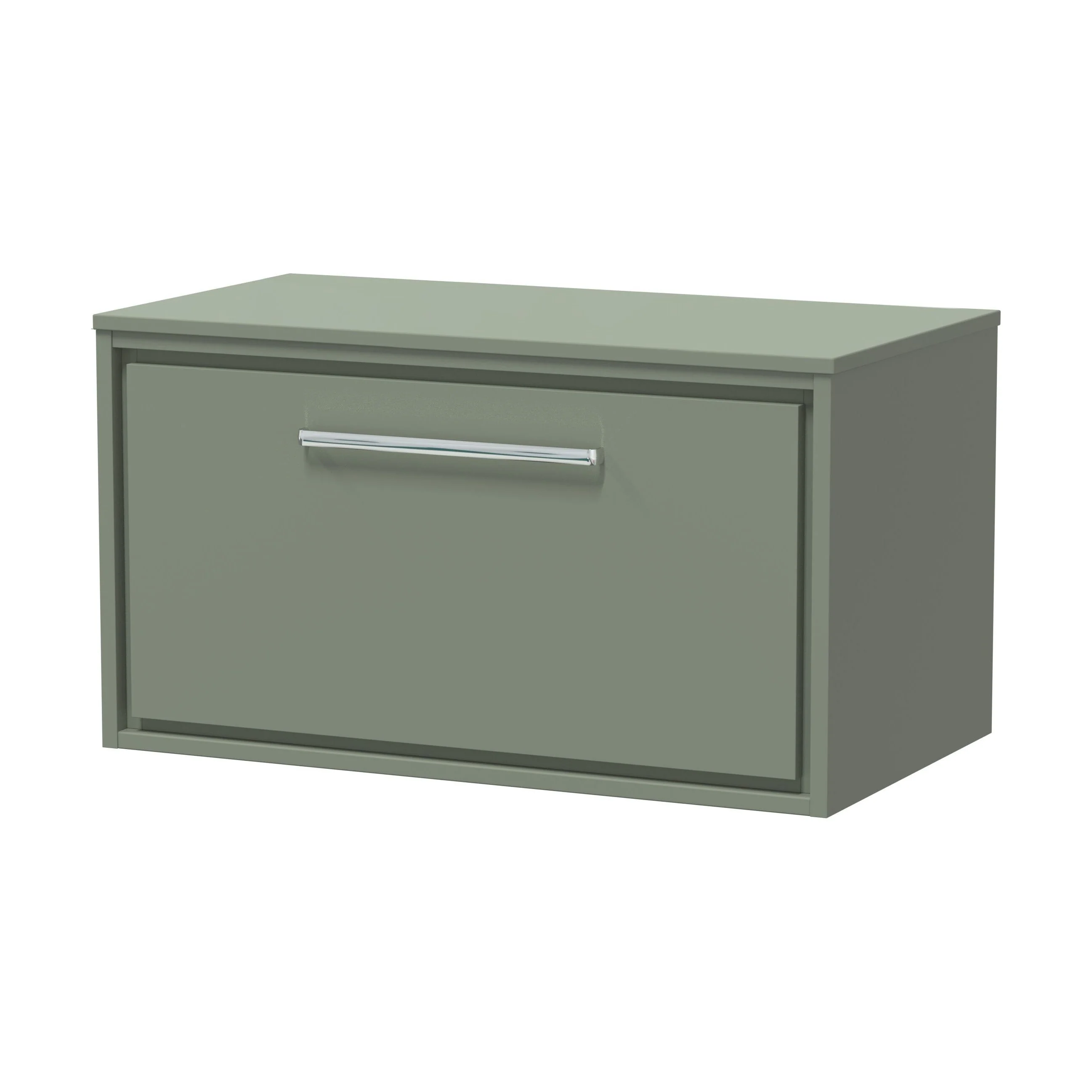 Balterley 800mm Framed Design Wall Hung Single Drawer Vanity with Worktop - Fern Green