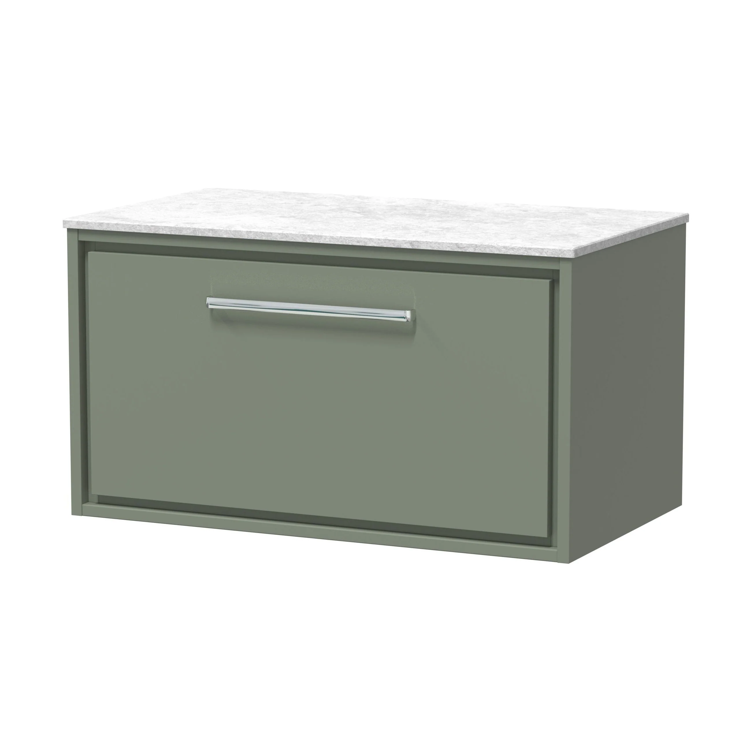 Balterley 800mm Framed Design Wall Hung Single Drawer Vanity with Marble Worktop - Fern Green