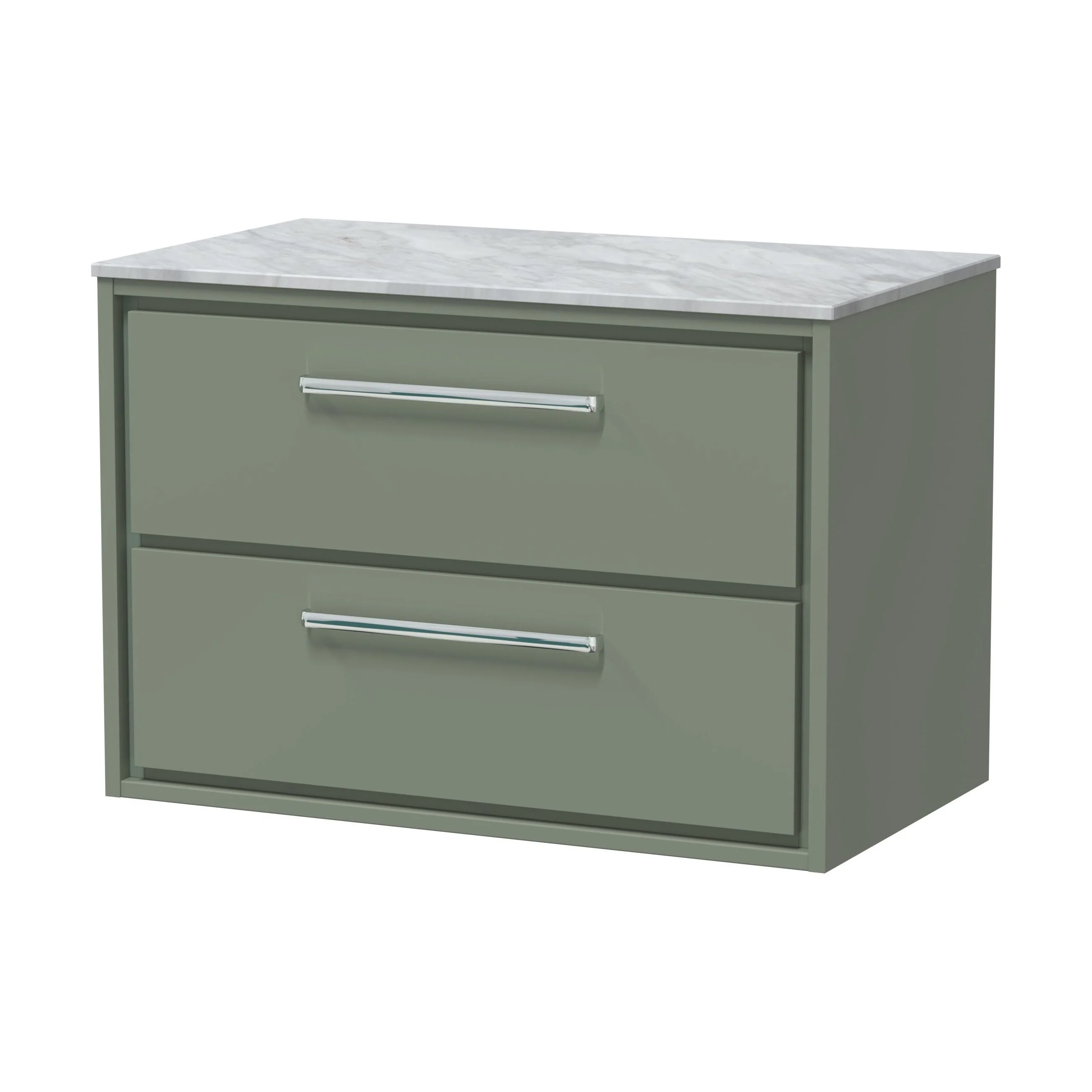 Balterley 800mm Framed Design Wall Hung 2 Drawer Vanity & Marble Worktop - Fern Green