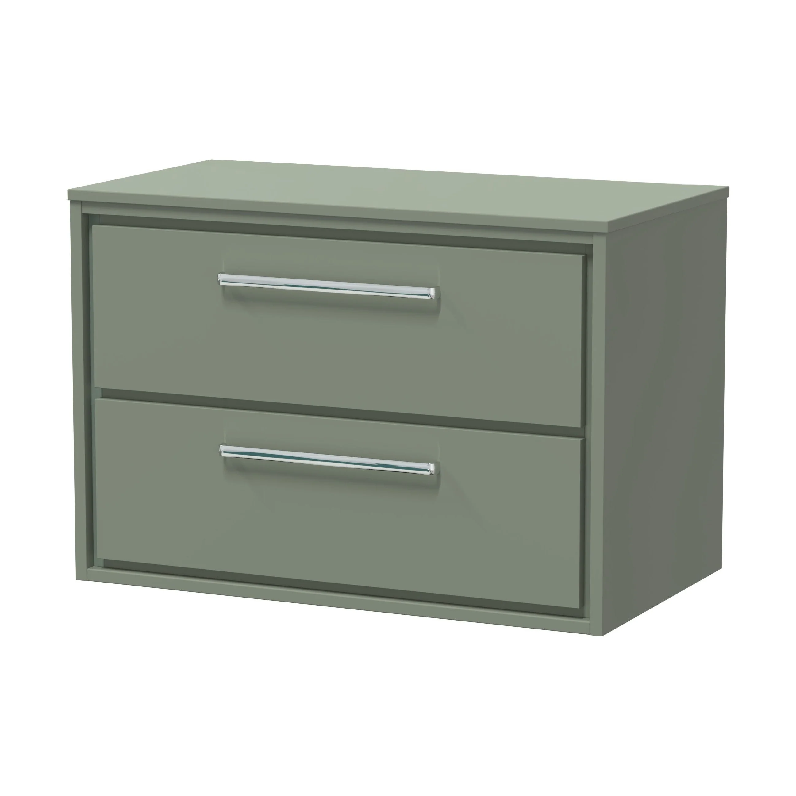 Balterley 800mm Framed Design Wall Hung 2 Drawer Vanity with Worktop - Fern Green - Image 2