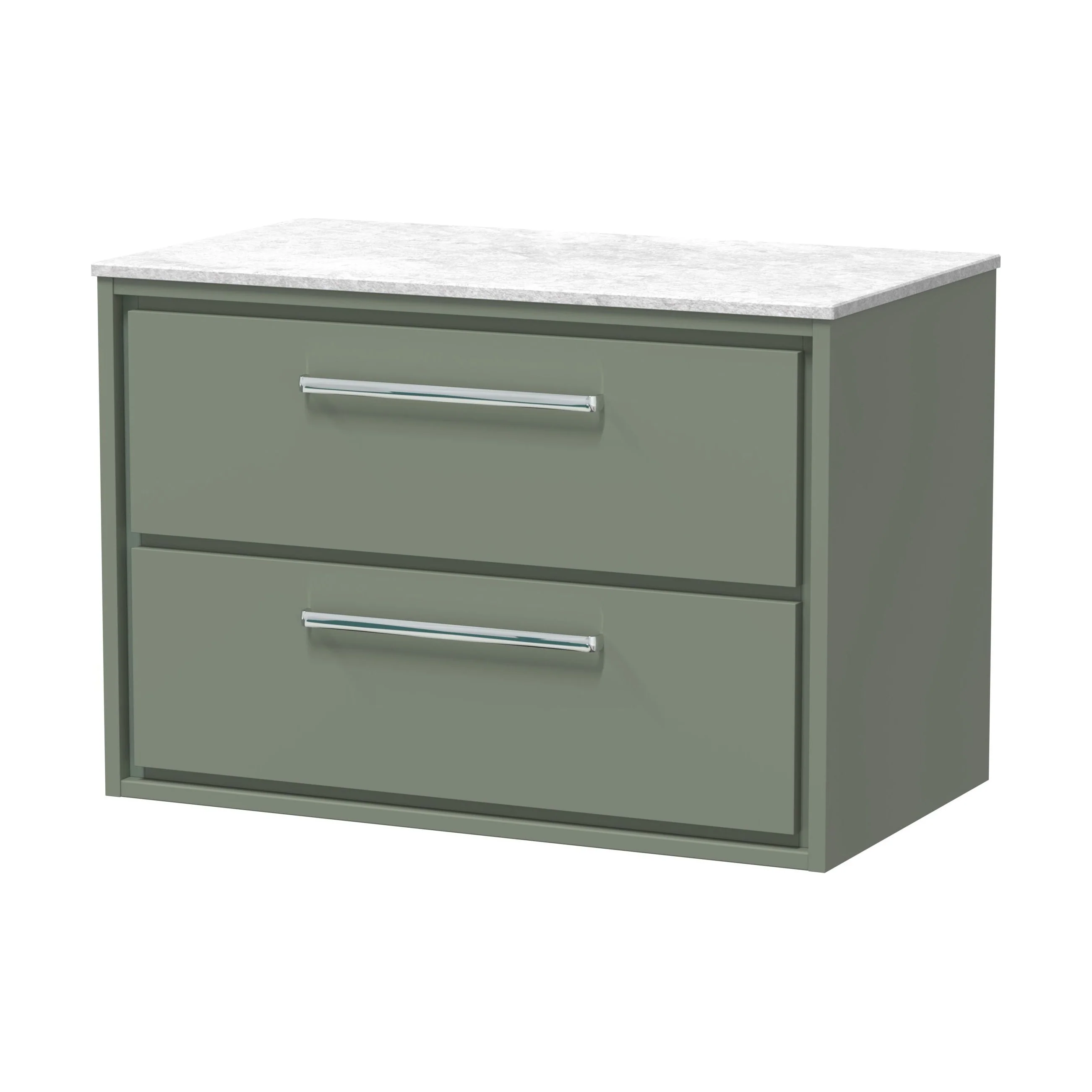 Balterley 800mm Framed Design Wall Hung 2 Drawer Vanity with Marble Worktop - Fern Green