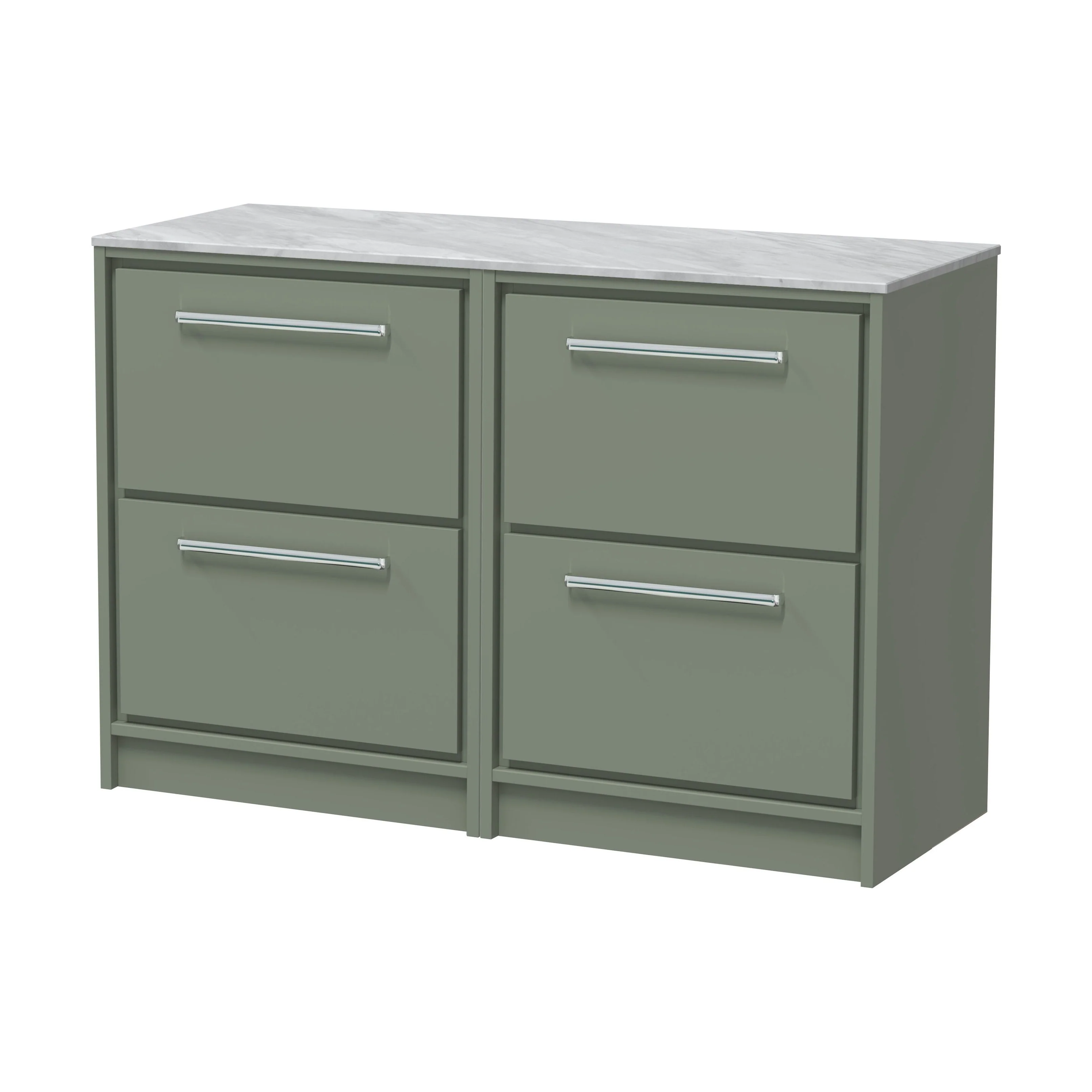 Balterley 1200mm Framed Design Floor Standing 4 Drawer Vanity & Marble Worktop - Fern Green