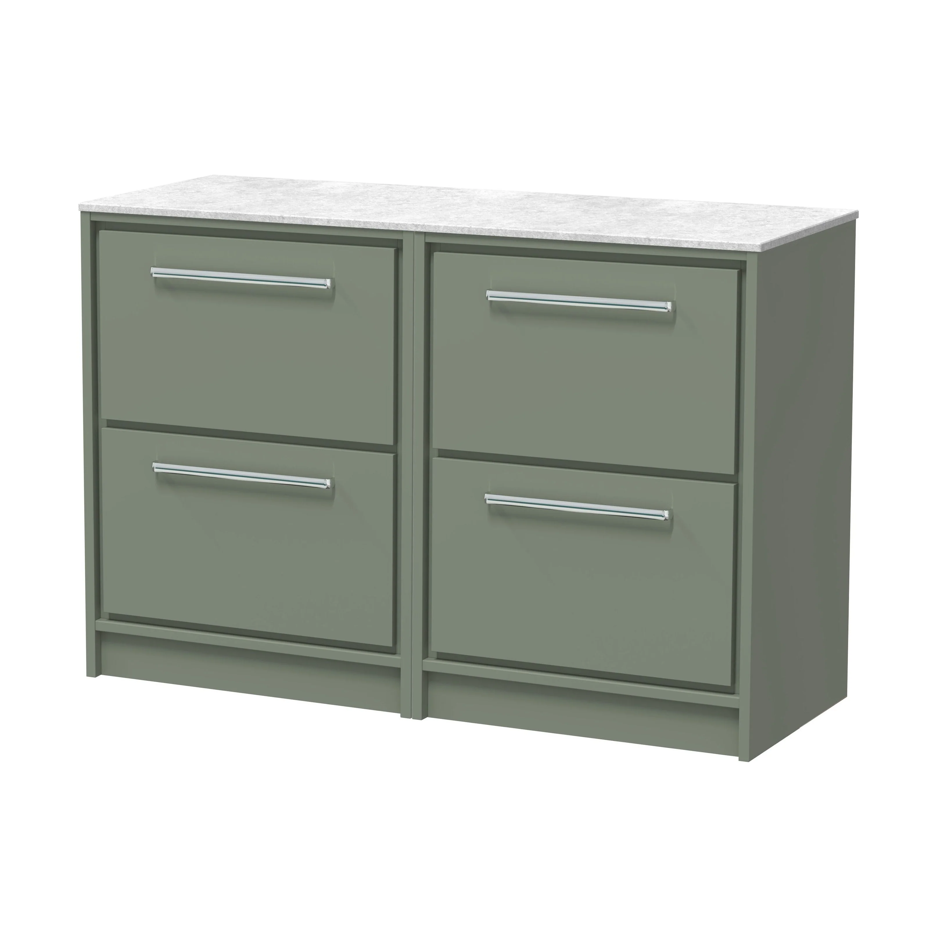 Balterley 1200mm Framed Design Floor Standing 4 Drawer Vanity with Marble Worktop - Fern Green