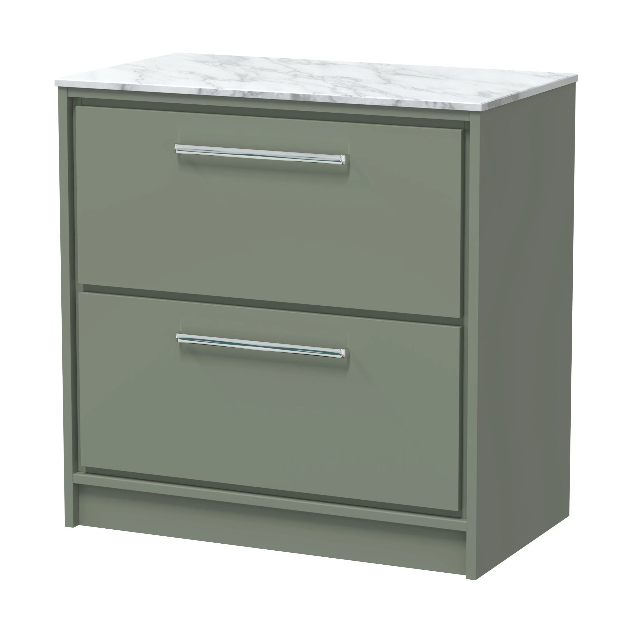 Balterley 800mm Framed Design Floor Standing 2 Drawer Vanity, Marble Worktop - Fern Green