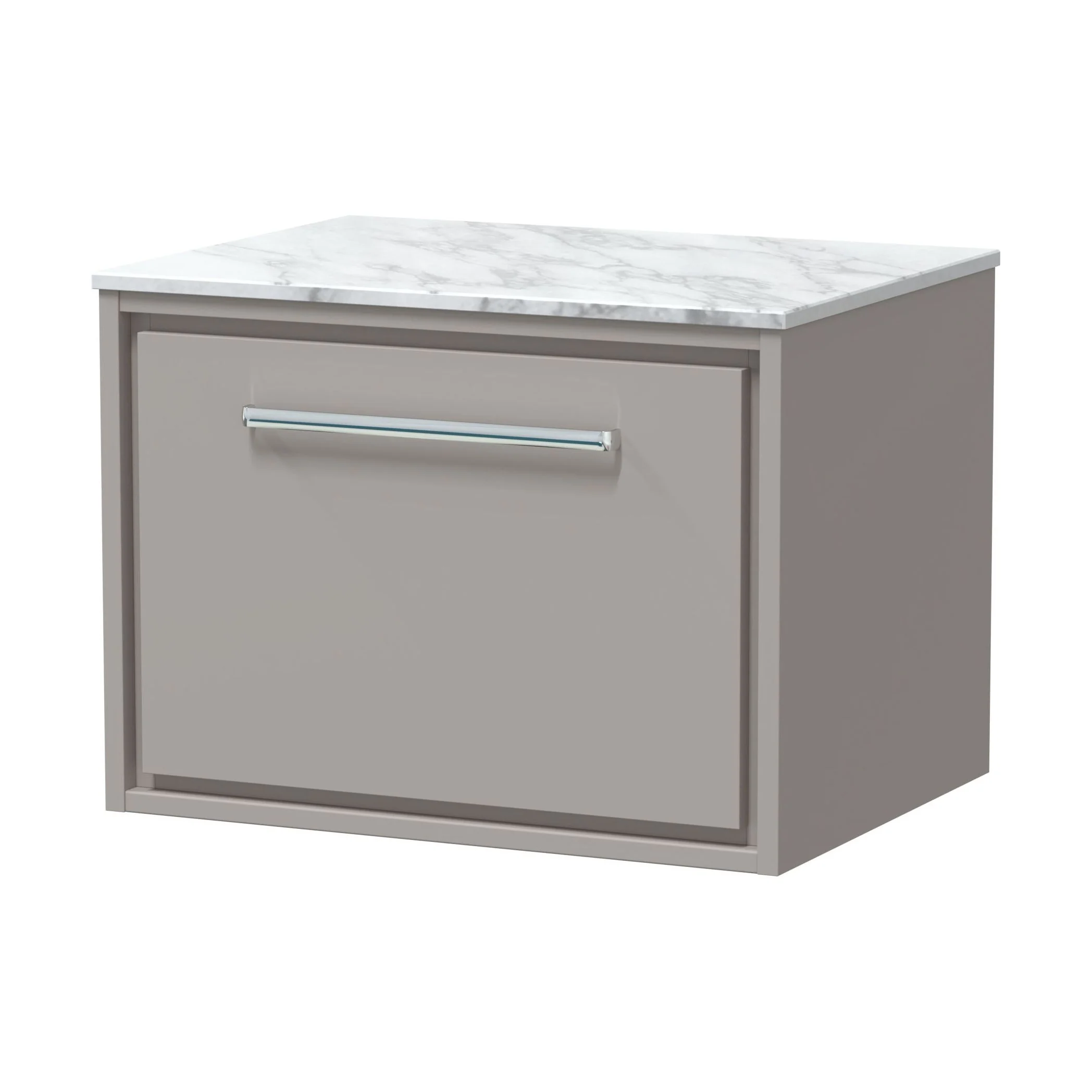 Balterley 600mm Framed Design Wall Hung Single Drawer Vanity, Marble Worktop - Pebble Grey