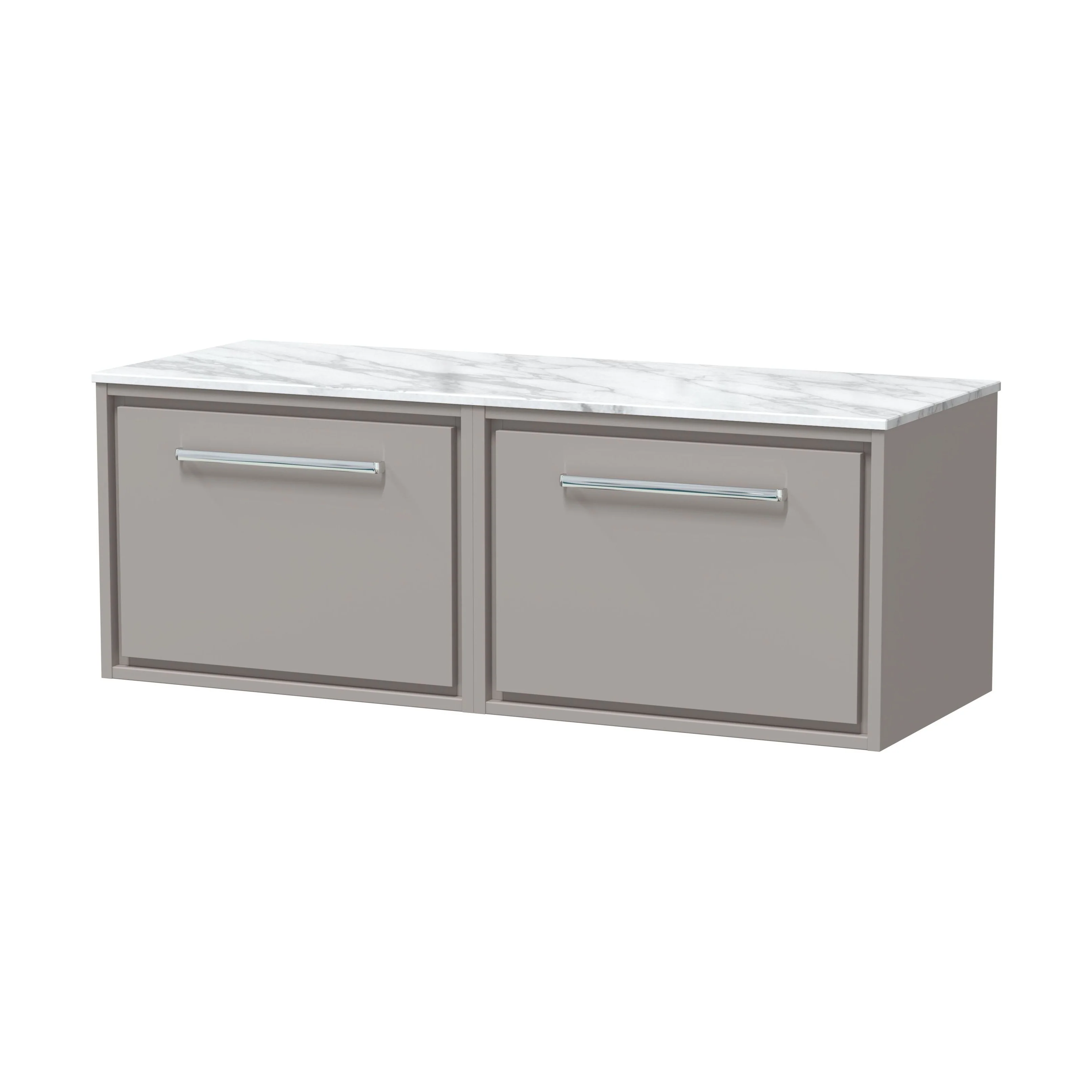 Balterley 1200mm Wall Hung Single Drawer Vanity w/ Marble Worktop - Pebble Grey