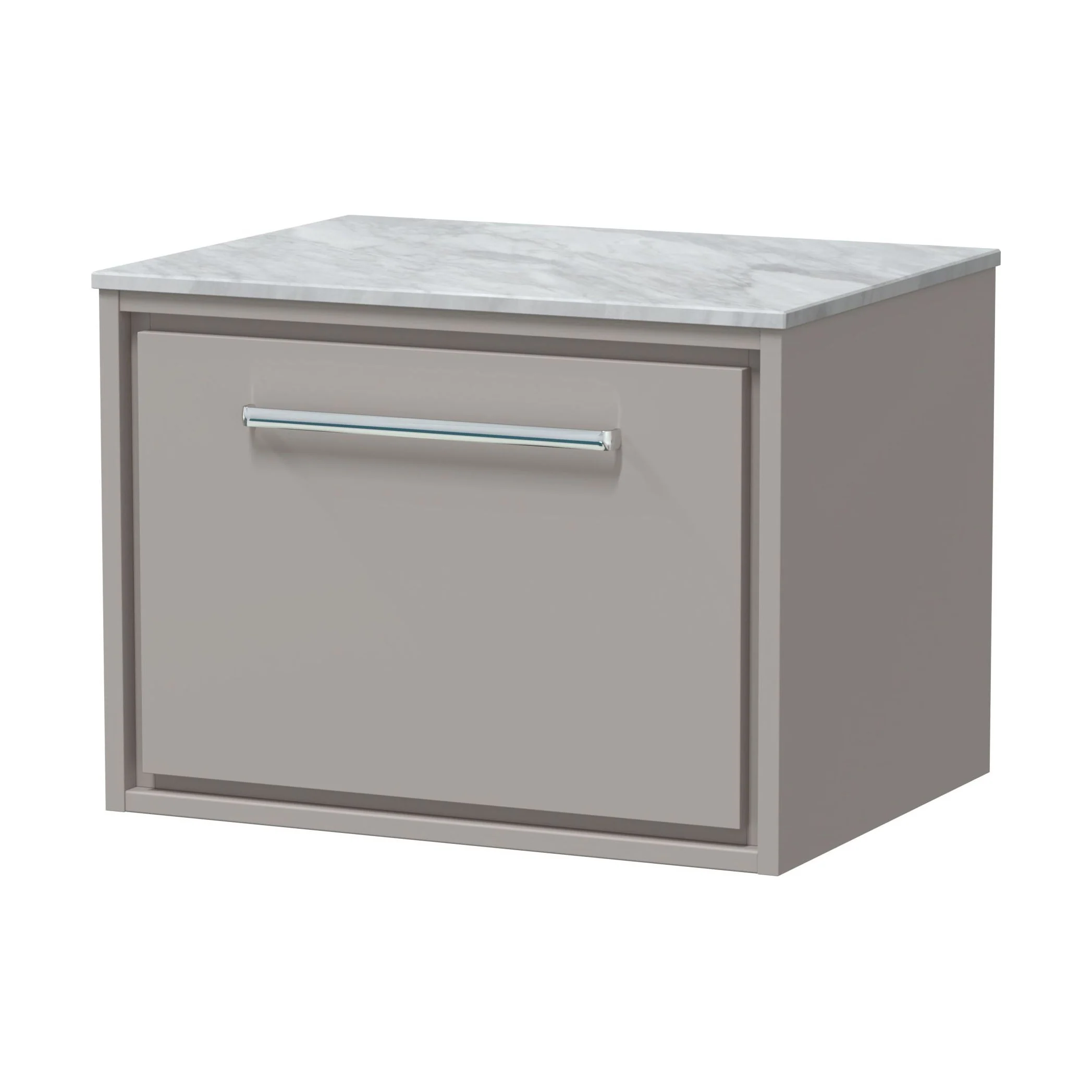 Balterley 600mm Framed Design Wall Hung Single Drawer Vanity & Marble Worktop - Pebble Grey