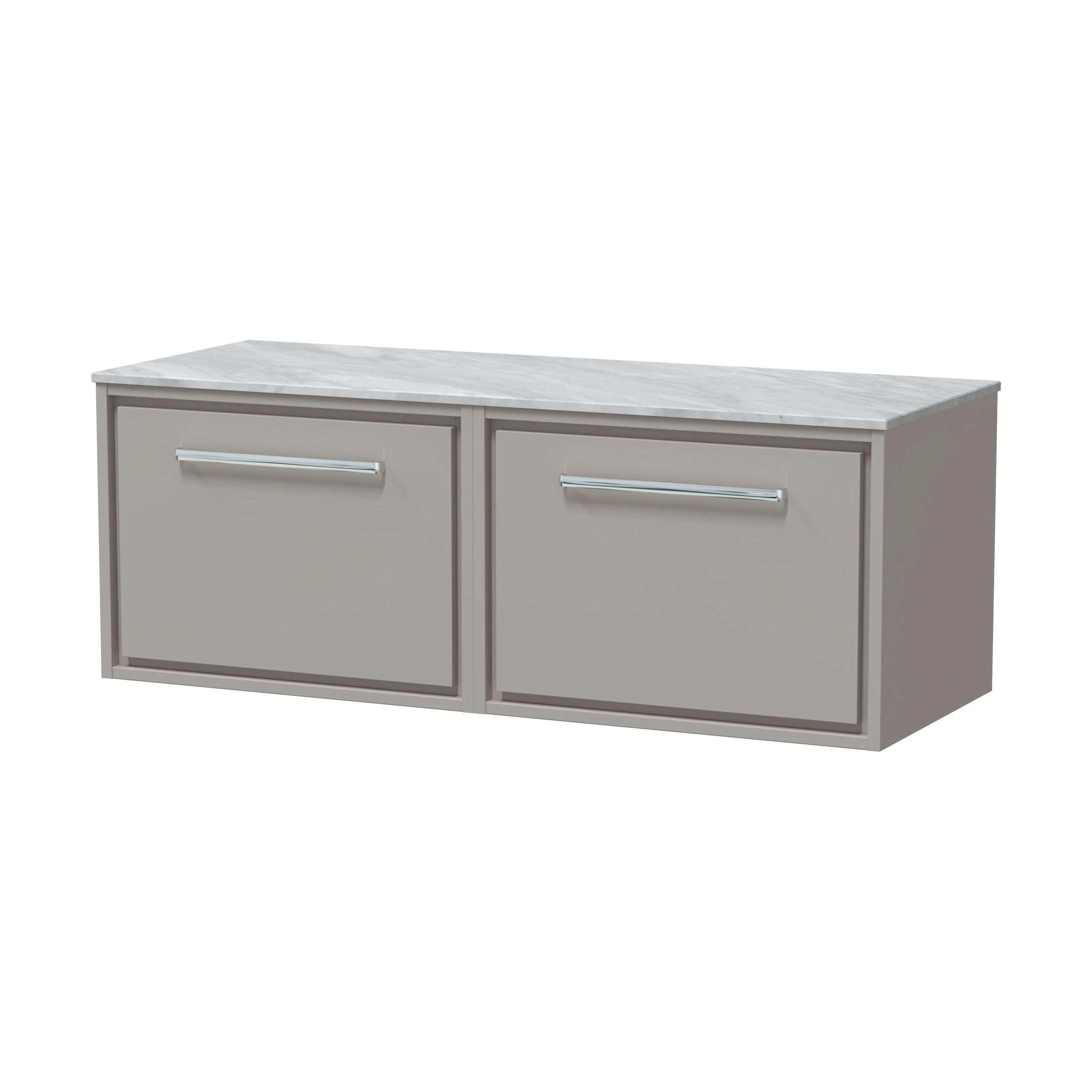 Balterley 1200mm Framed Design Wall Hung Single Drawer Vanity & Marble Worktop - Pebble Grey