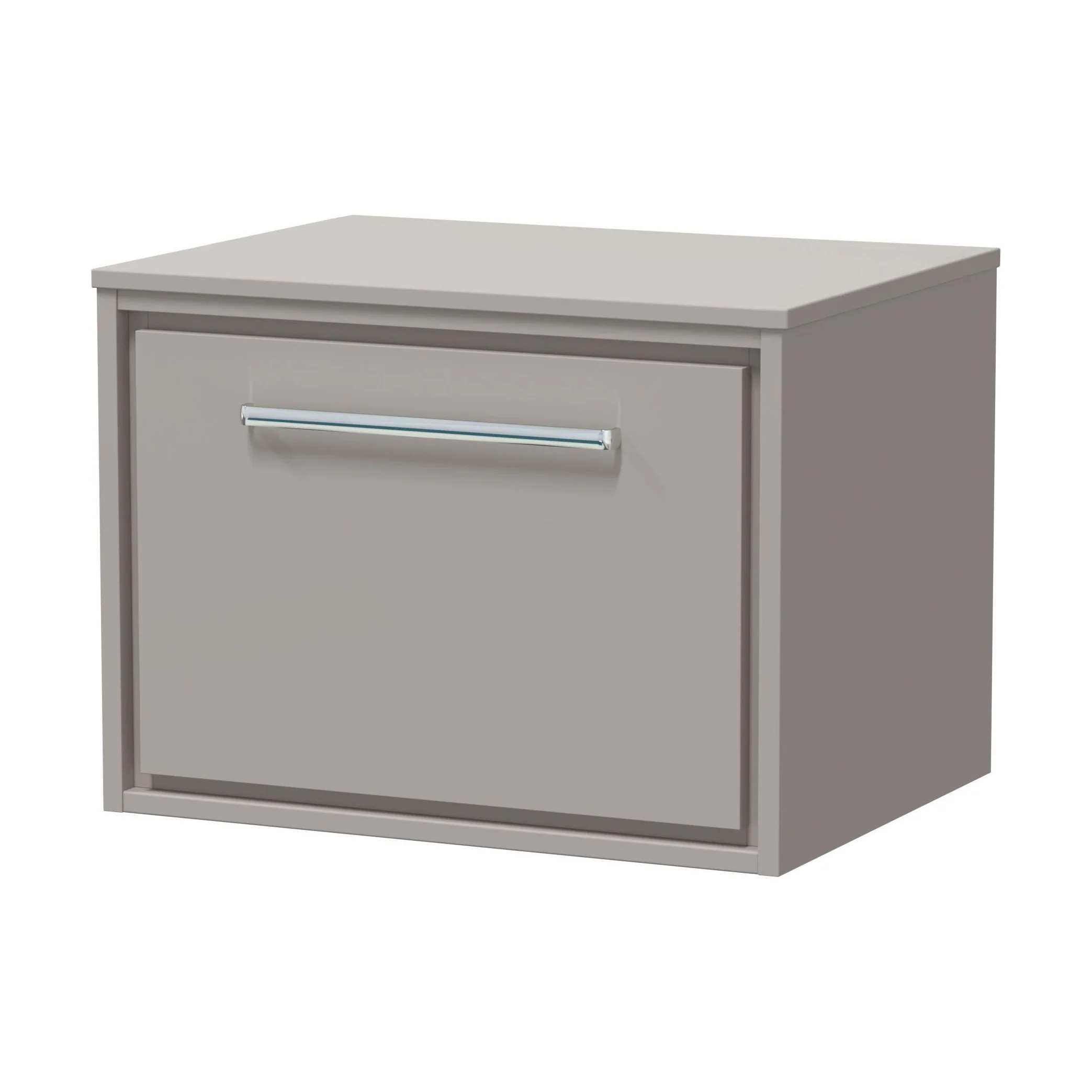 Balterley 600mm Framed Design Wall Hung Single Drawer Vanity with Worktop - Pebble Grey
