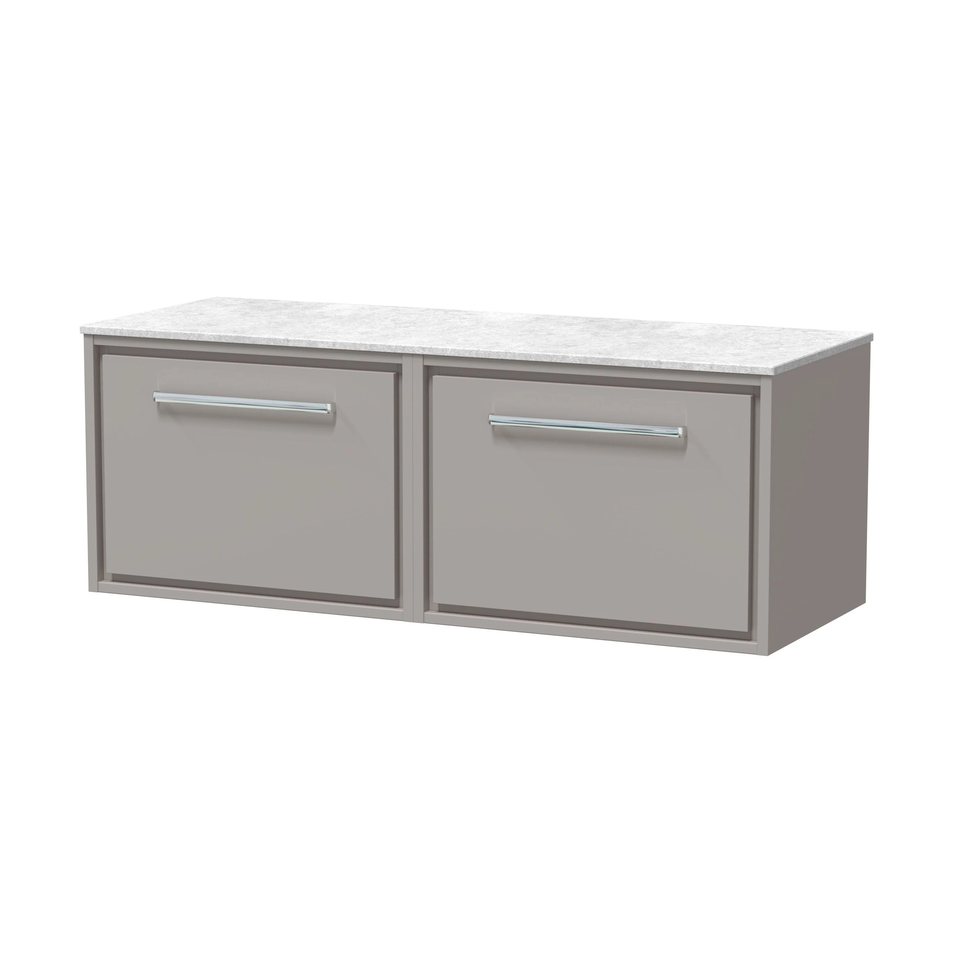 Balterley 1200mm Framed Design Wall Hung Single Drawer Vanity with Marble Worktop - Pebble Grey