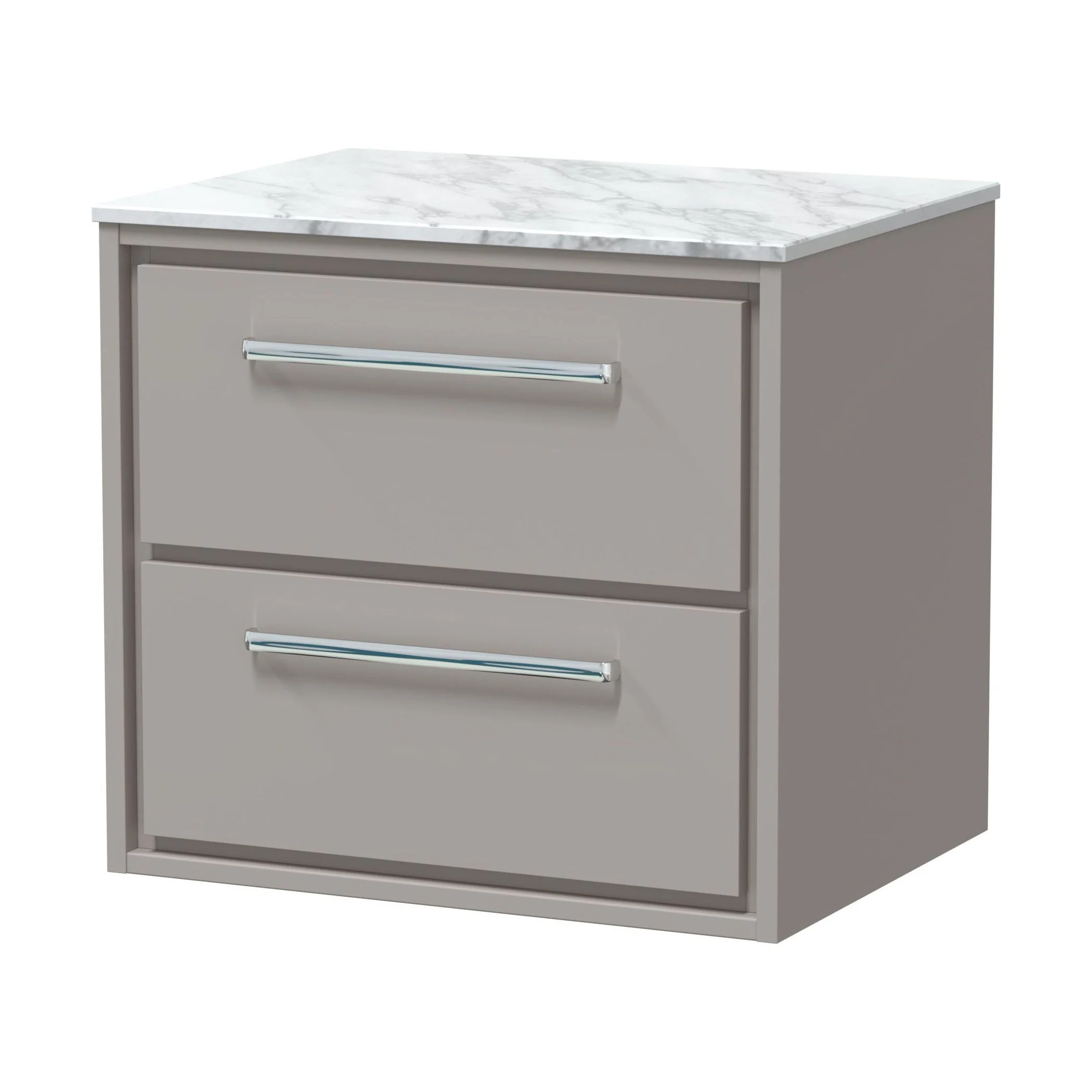 Balterley 600mm Framed Design Wall Hung 2 Drawer Vanity, Marble Worktop - Pebble Grey
