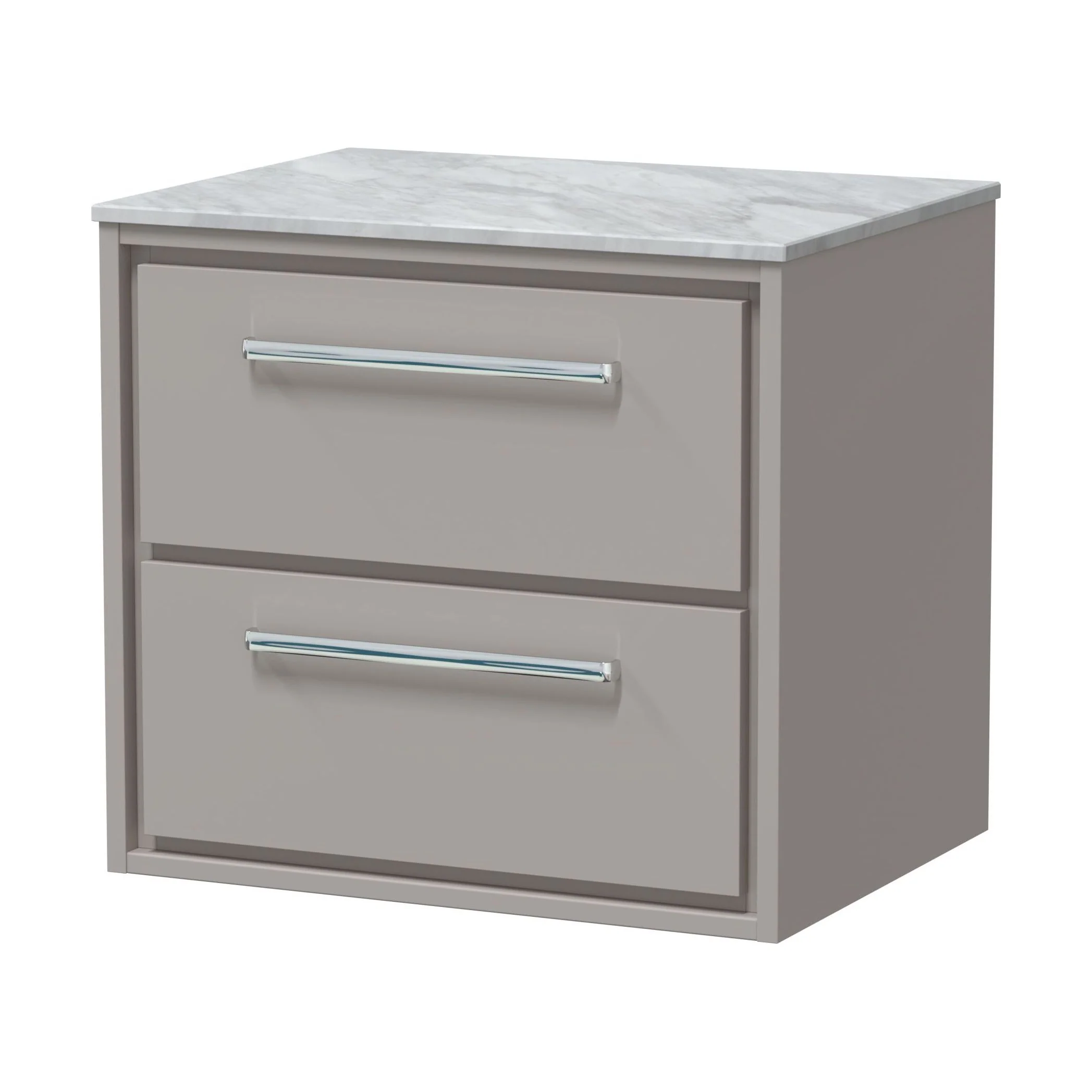 Balterley 600mm Framed Design Wall Hung 2 Drawer Vanity & Marble Worktop - Pebble Grey