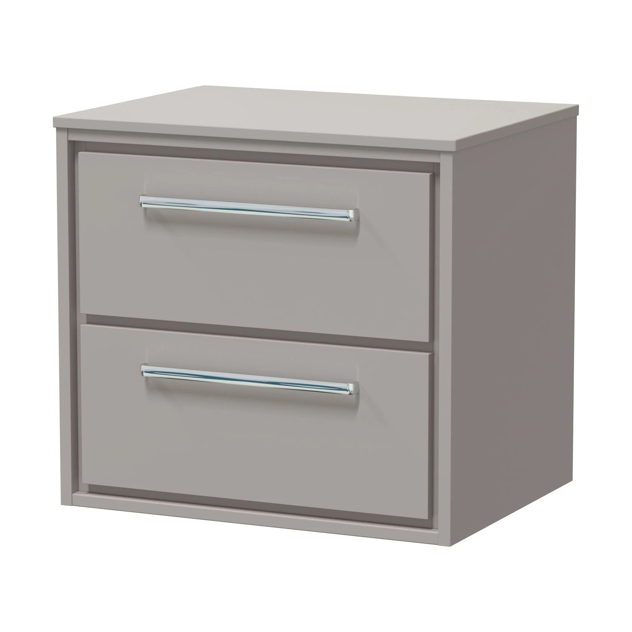 Balterley 600mm Framed Design Wall Hung 2 Drawer Vanity with Worktop - Pebble Grey - Image 2
