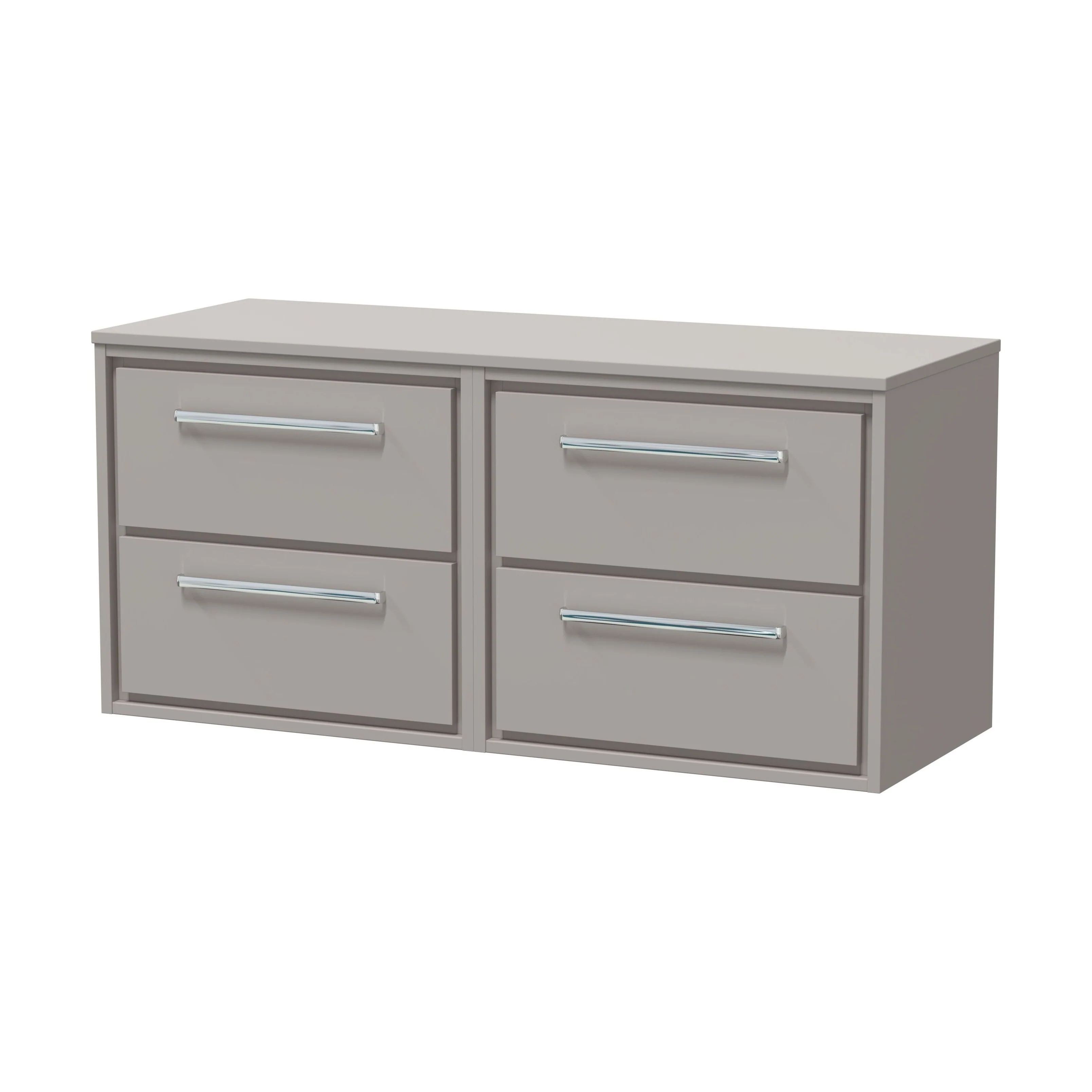Balterley 1200mm Framed Design Wall Hung 4 Drawer Vanity with Worktop - Pebble Grey - Image 2